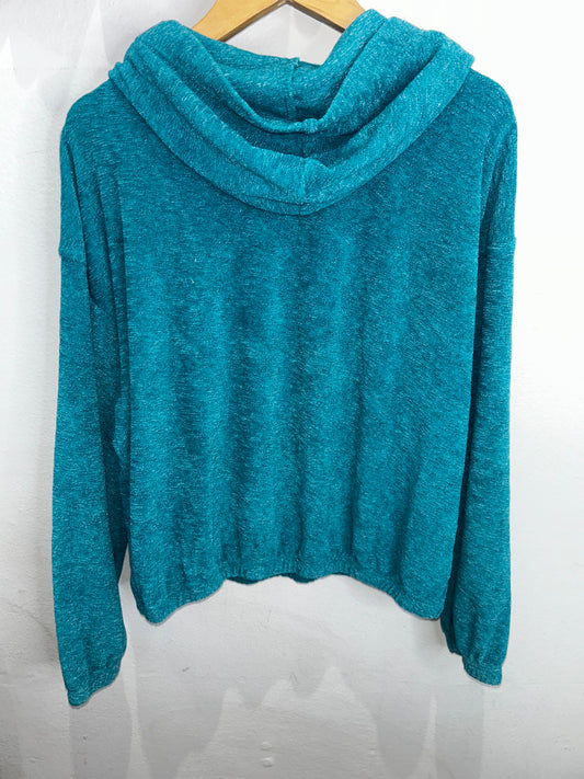 Teal terry hoodie 10-12y