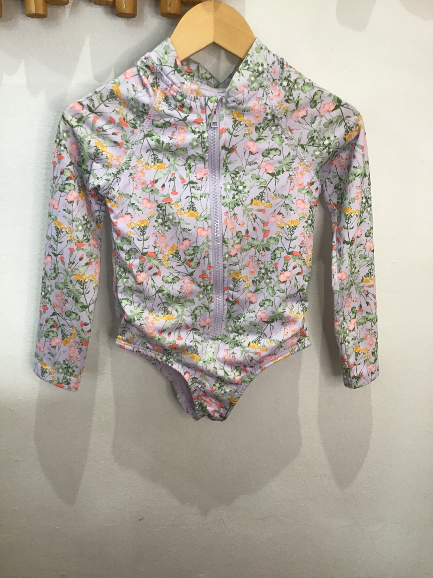 Purple floral swimsuit 6y
