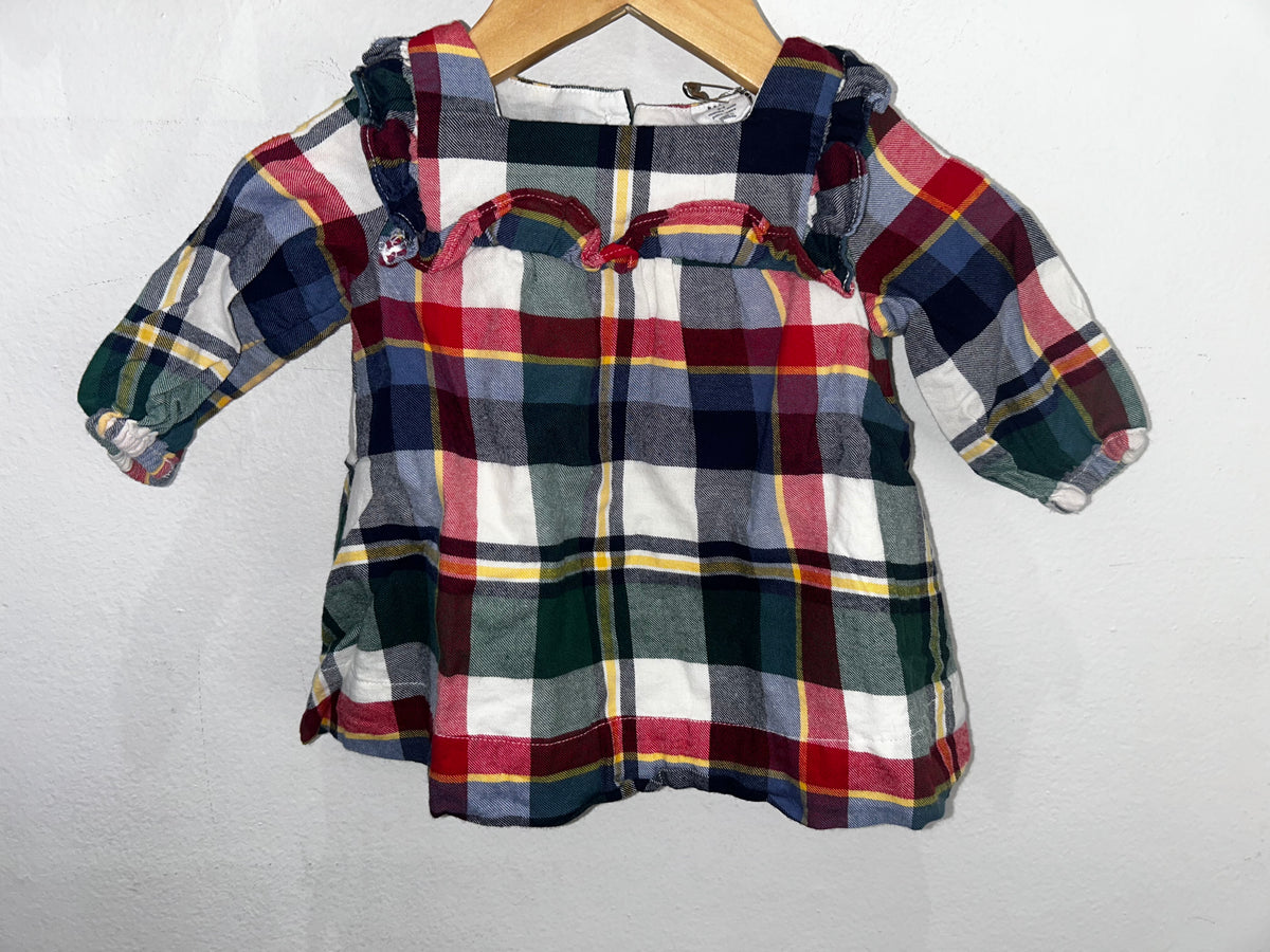 Checkered red frilled dress 0-3m