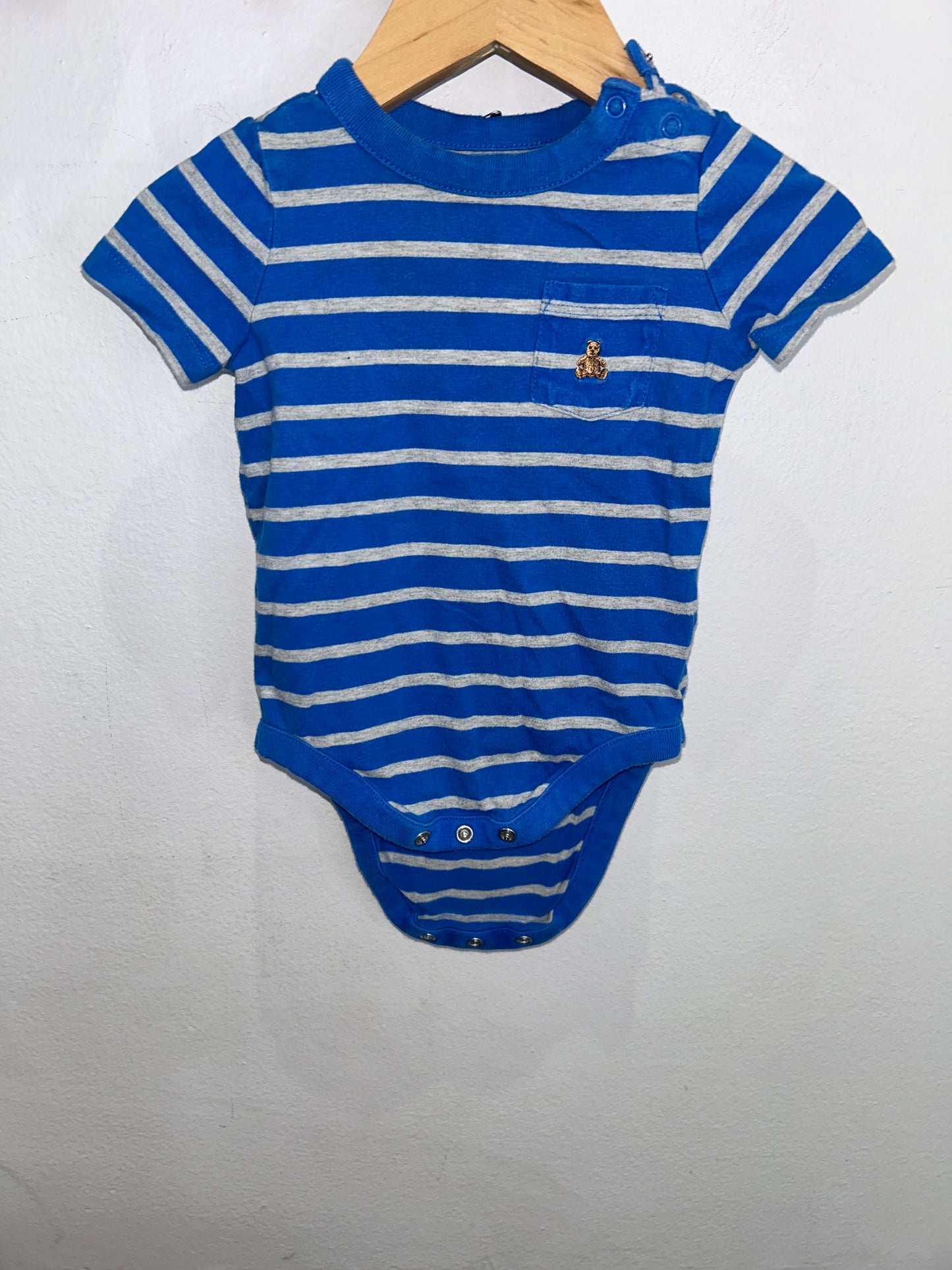 Bright blue stripes onesie 3-6m
