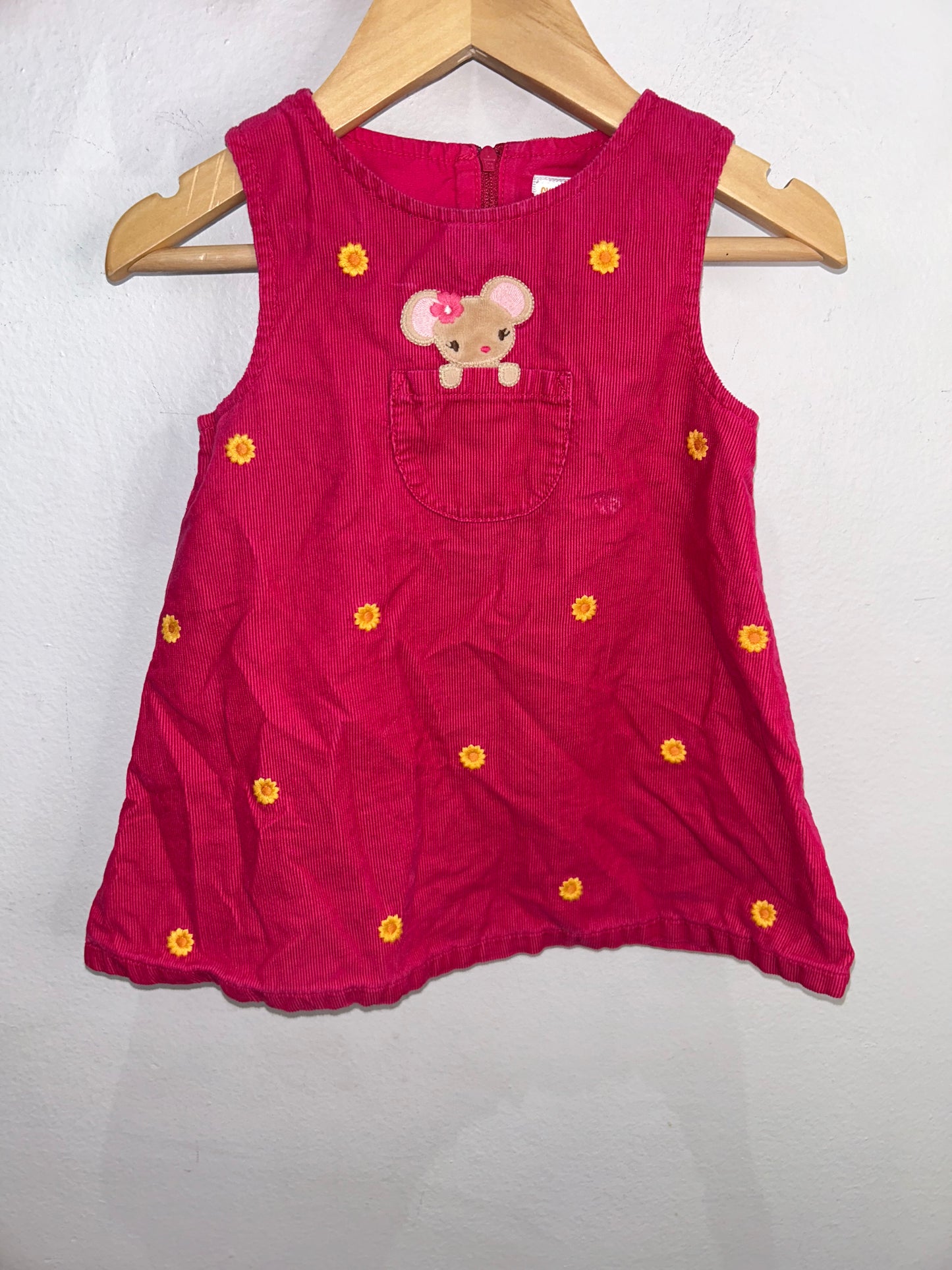 Mouse pink cord skirt romper 6-12m