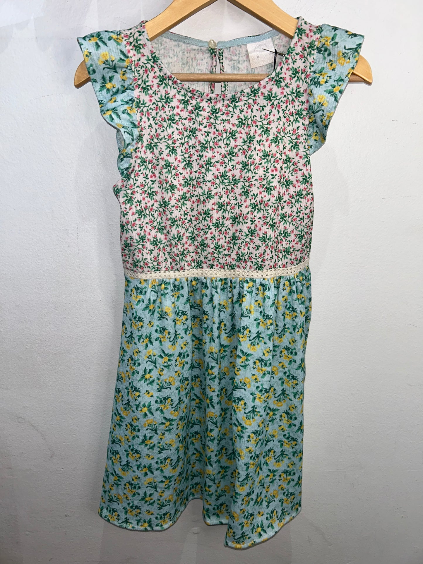 Floral block print dress 8y