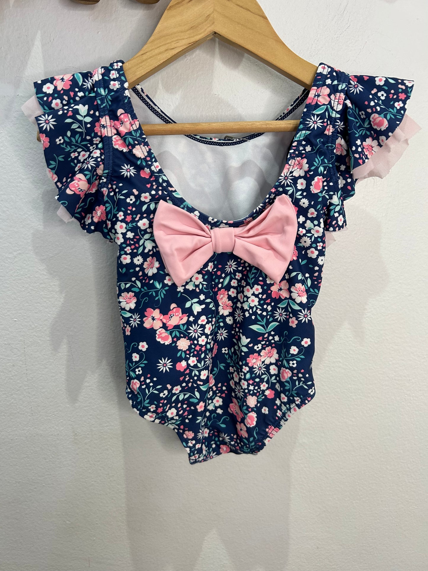 Floral blue swimsuit 12-18m