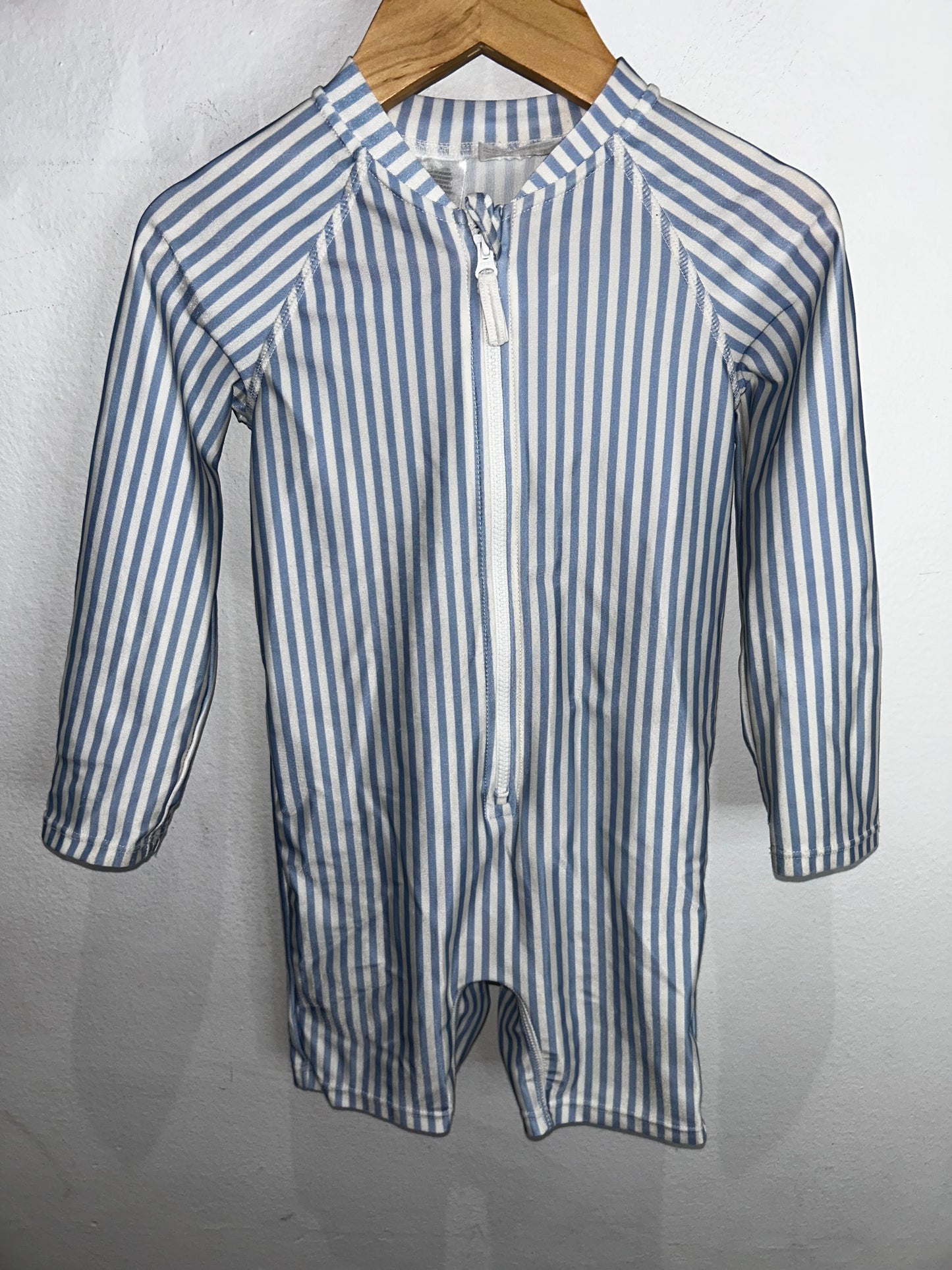 Vertical blue stripes swimsuit 1-2y