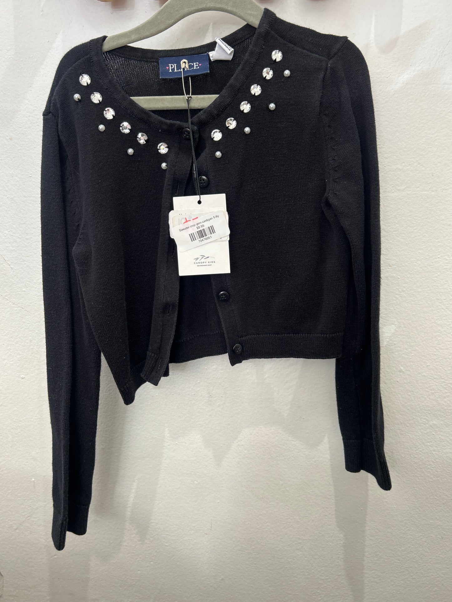 Sweater crop gem cardigan 5-6y