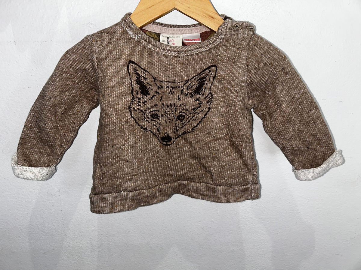 Brown fox pullover 3-6m