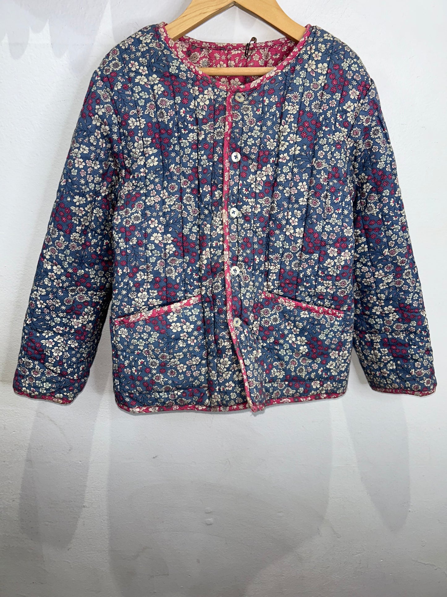 Blue floral quilted jacket 6-7y