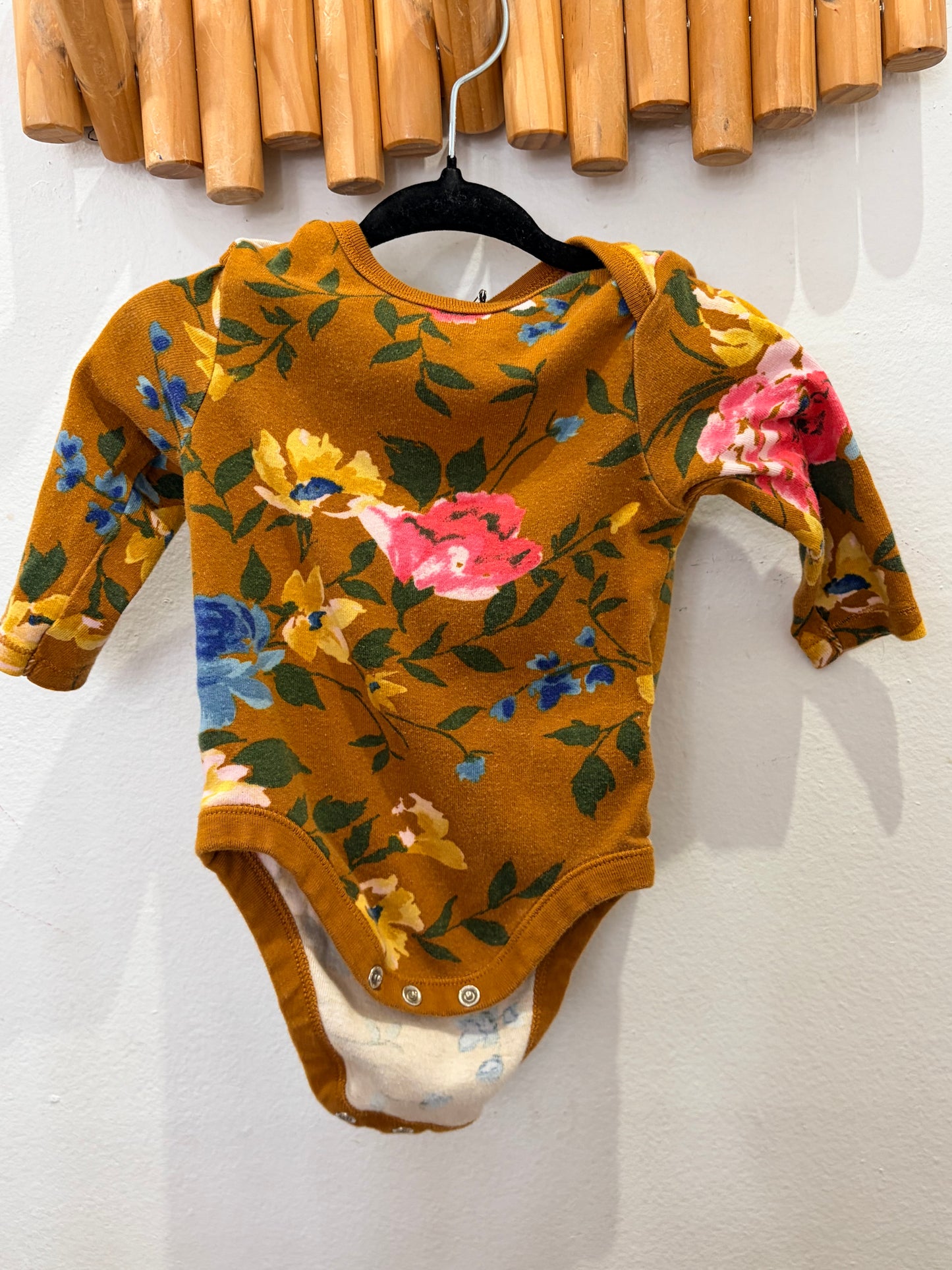 Brown floral onesie 6m