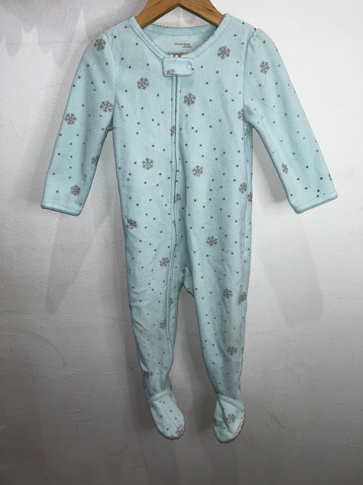 Blue snowflakes fleece sleeper 18m