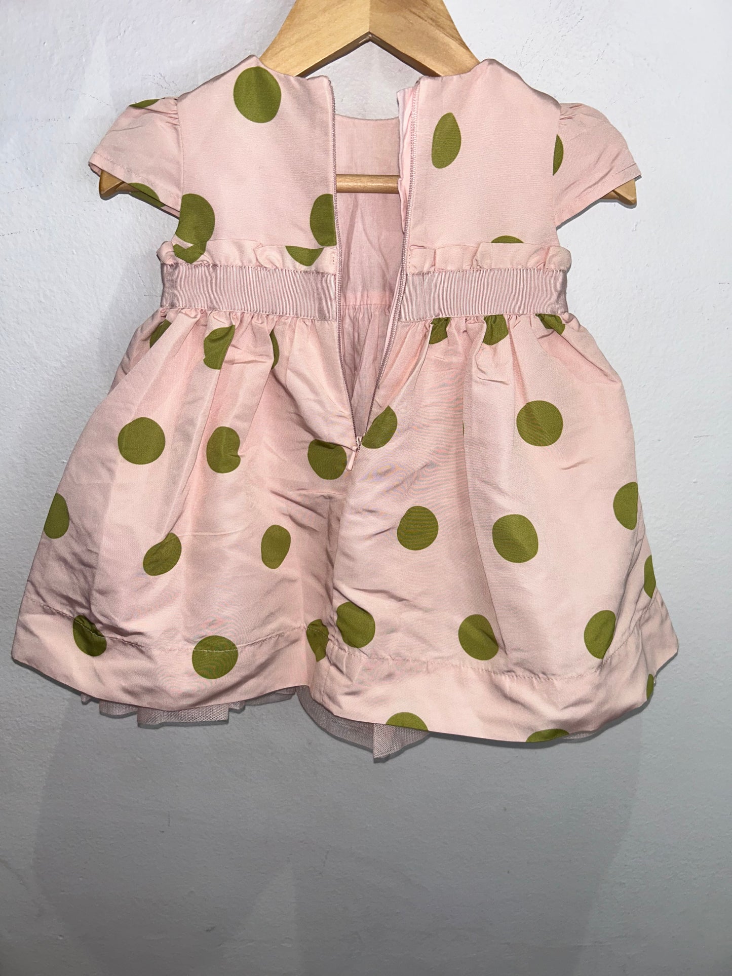 Green dots fancy dress 3-6m