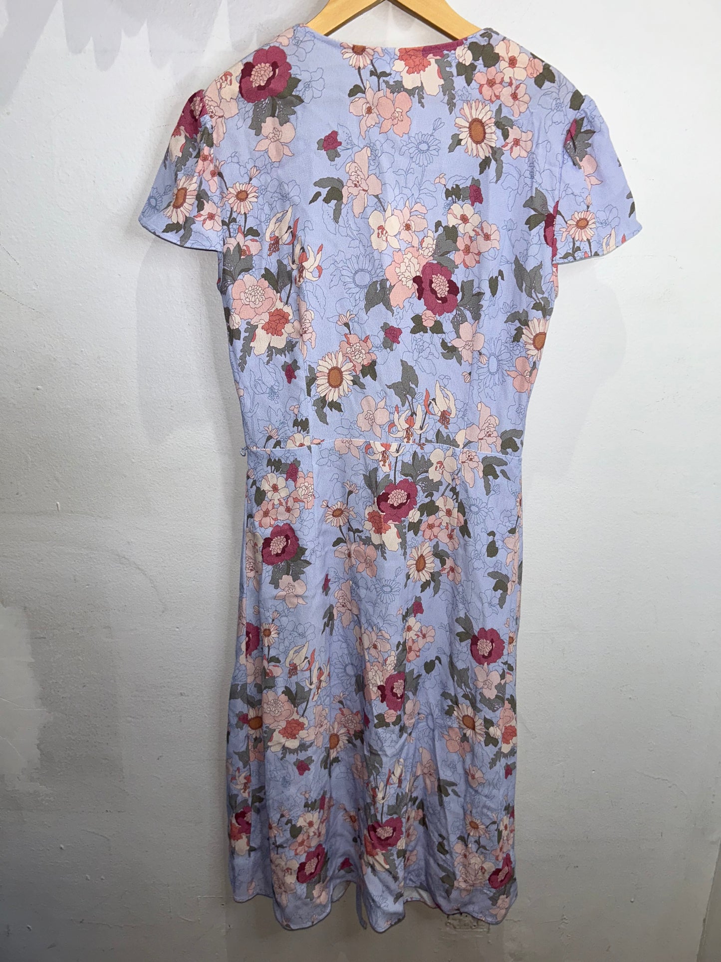 Sunday Best blue floral wrap dress- adult XS