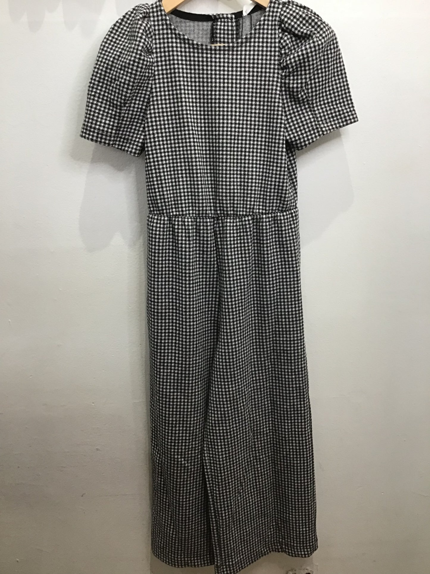 Black checkered wide leg romper 8y