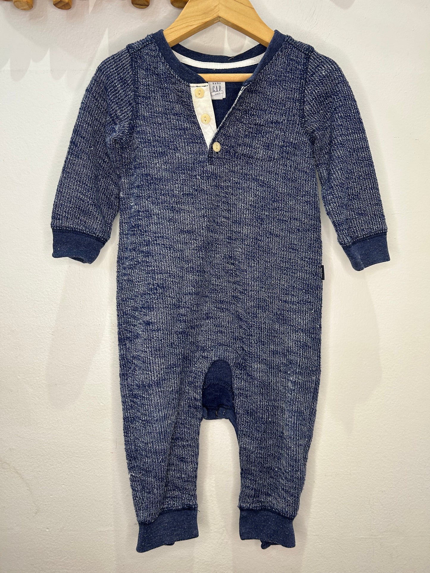Blue textured romper 12-18m