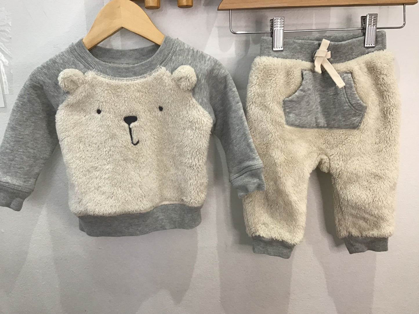 Furry bear set 6-12m