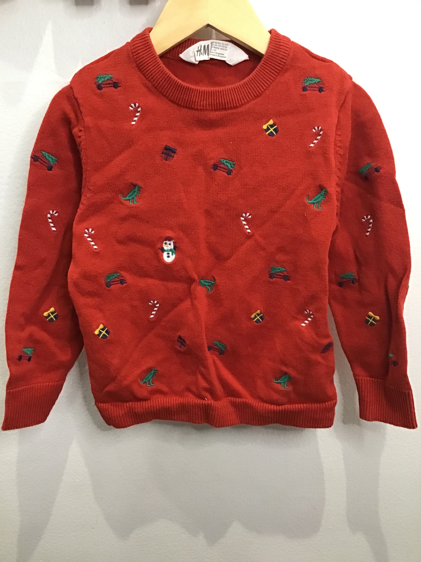 Embroidered holiday print sweater 3-4y