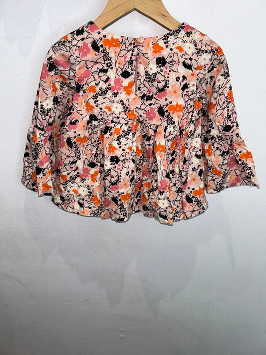 Orange floral blouse 3y