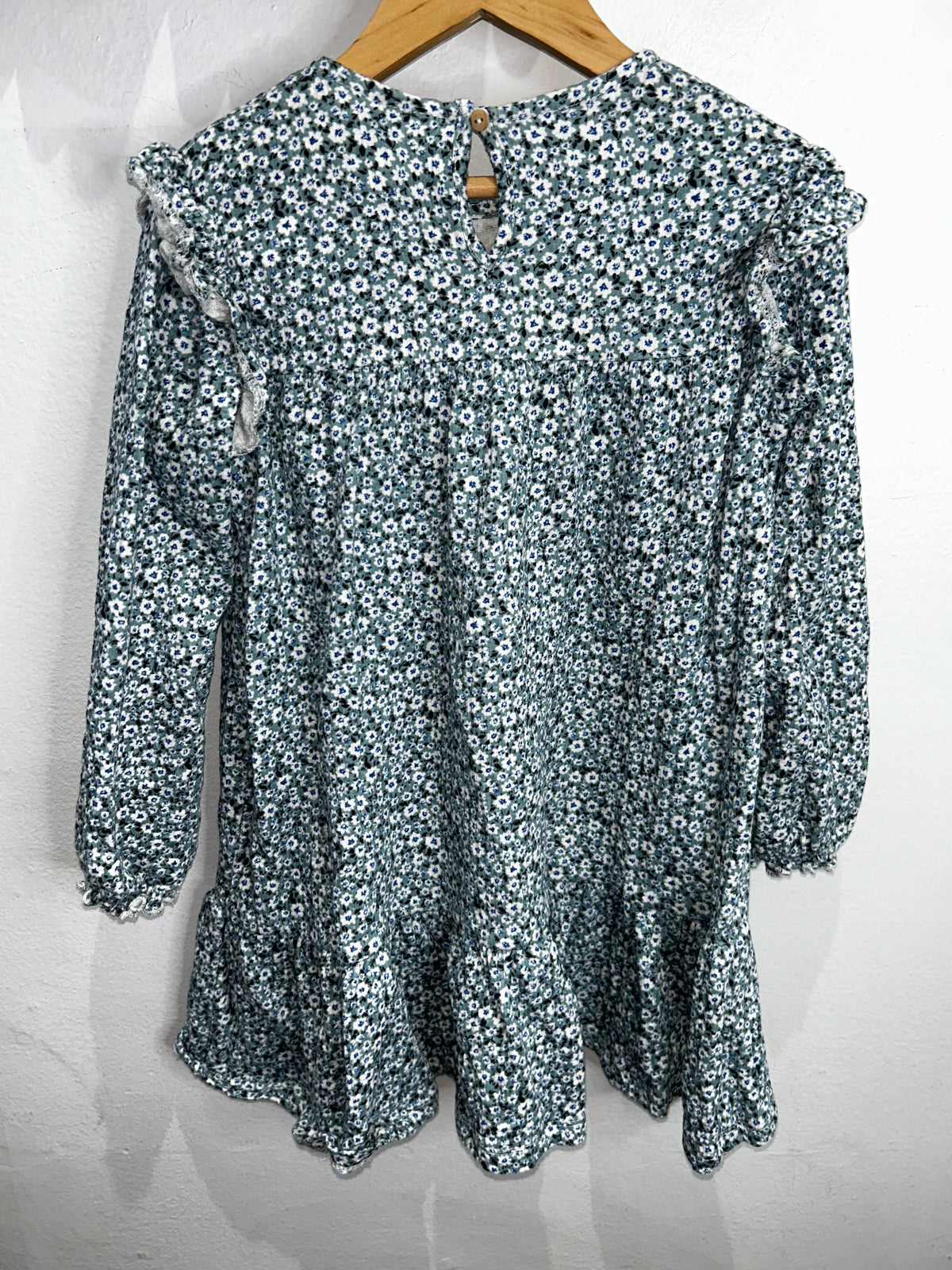 Teal litle flowers dress 5-6y