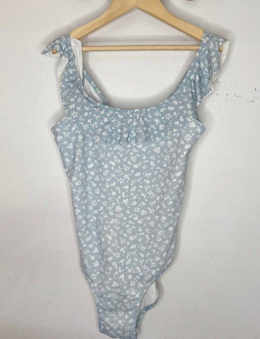 Light blue floral swimsuit 9-10y