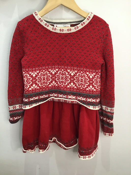 Red winter pattern sweater dress 5y