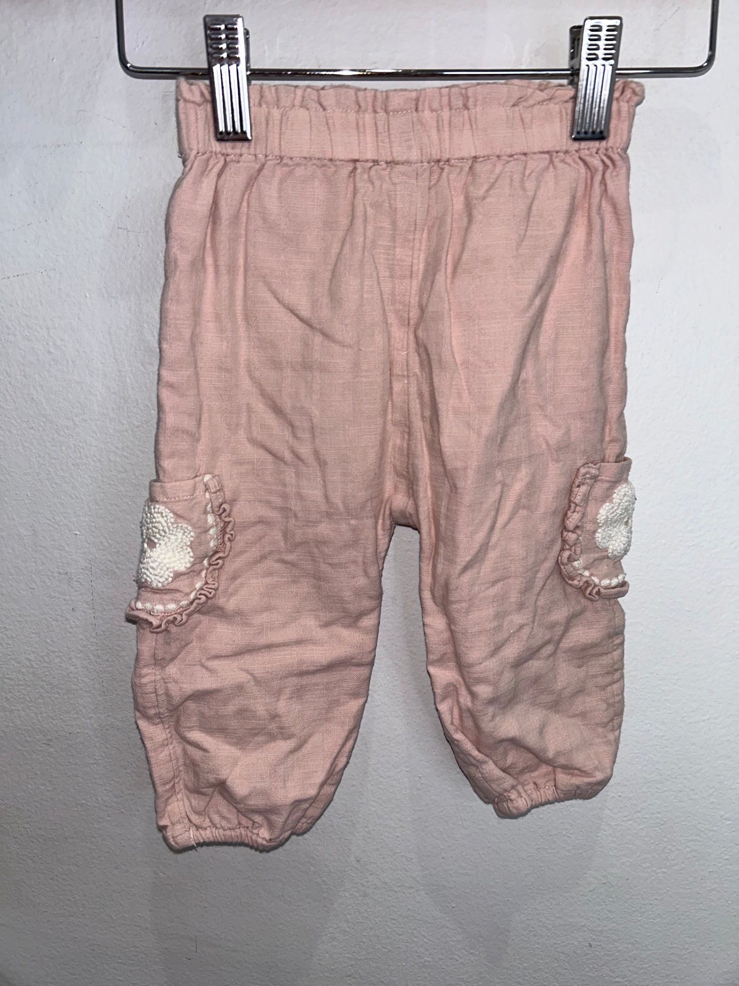 Pink breezy pull-on pants 6-9m