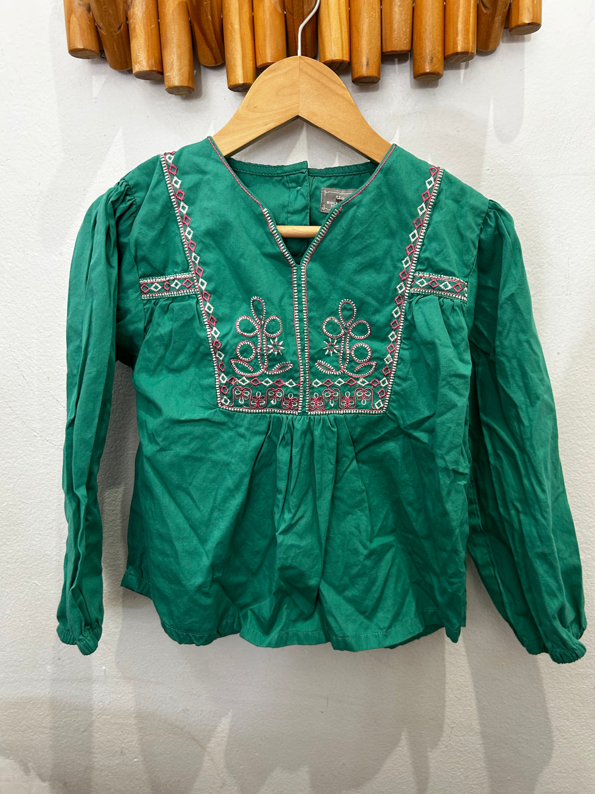 Teal embroidery blouse 6-7y
