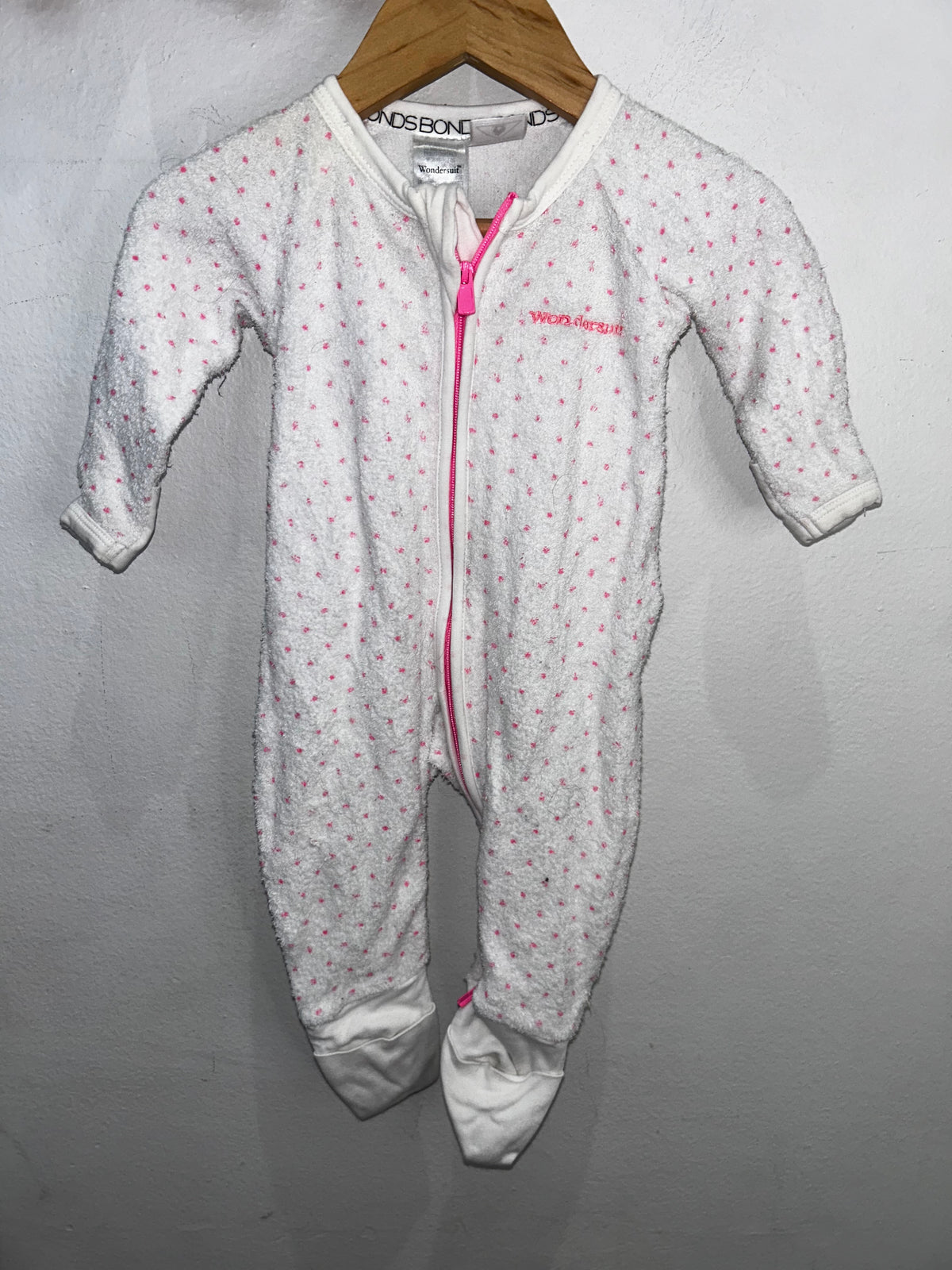 Pink dots terry wondersuit 0-3m