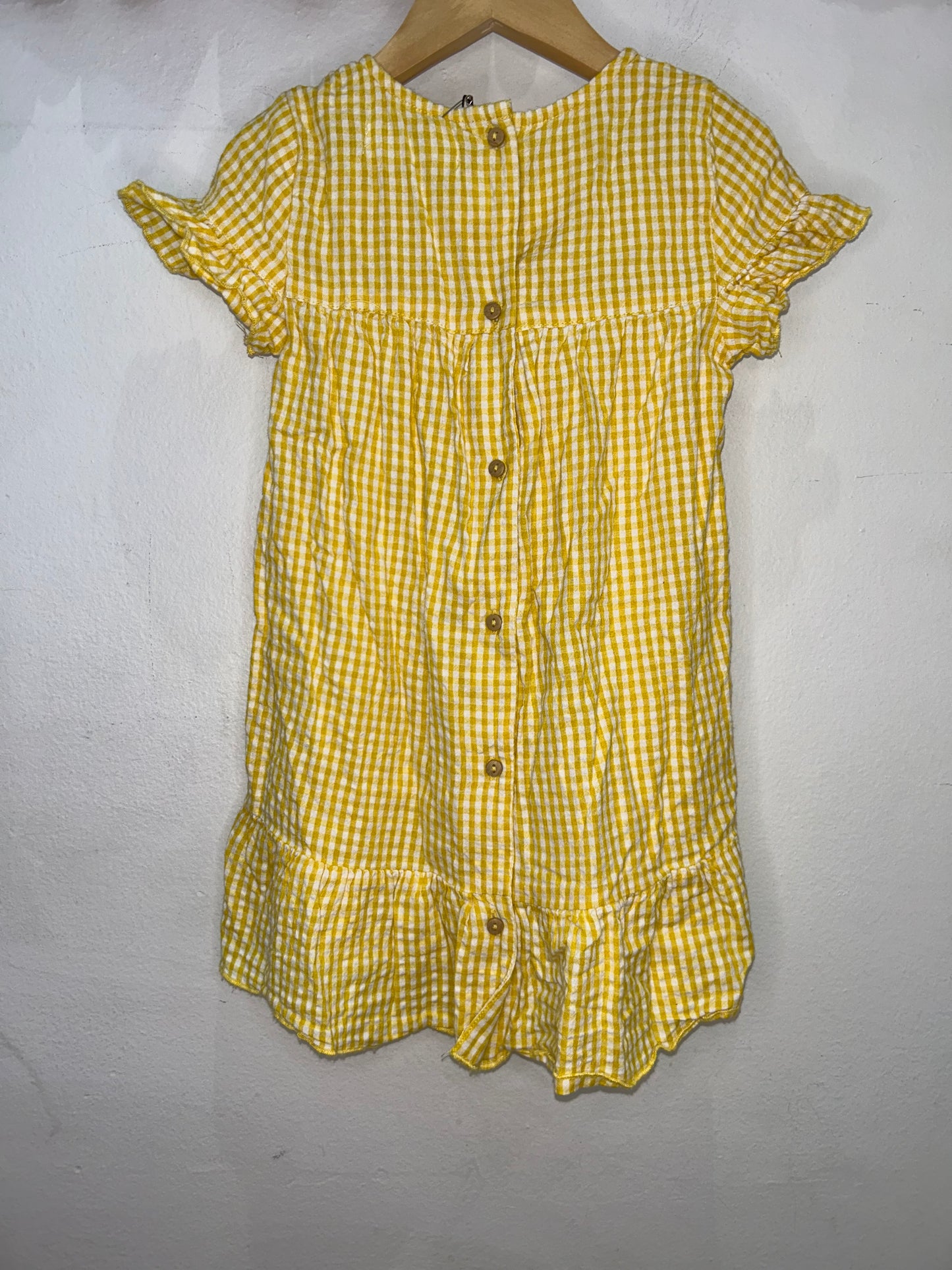 Yellow checkered dress 3-4y