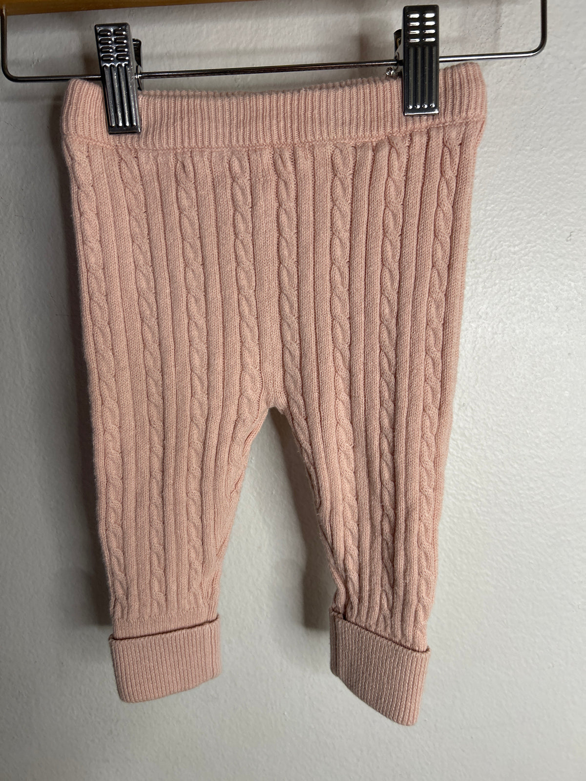 Pink cable knit sweater pants 3-6m