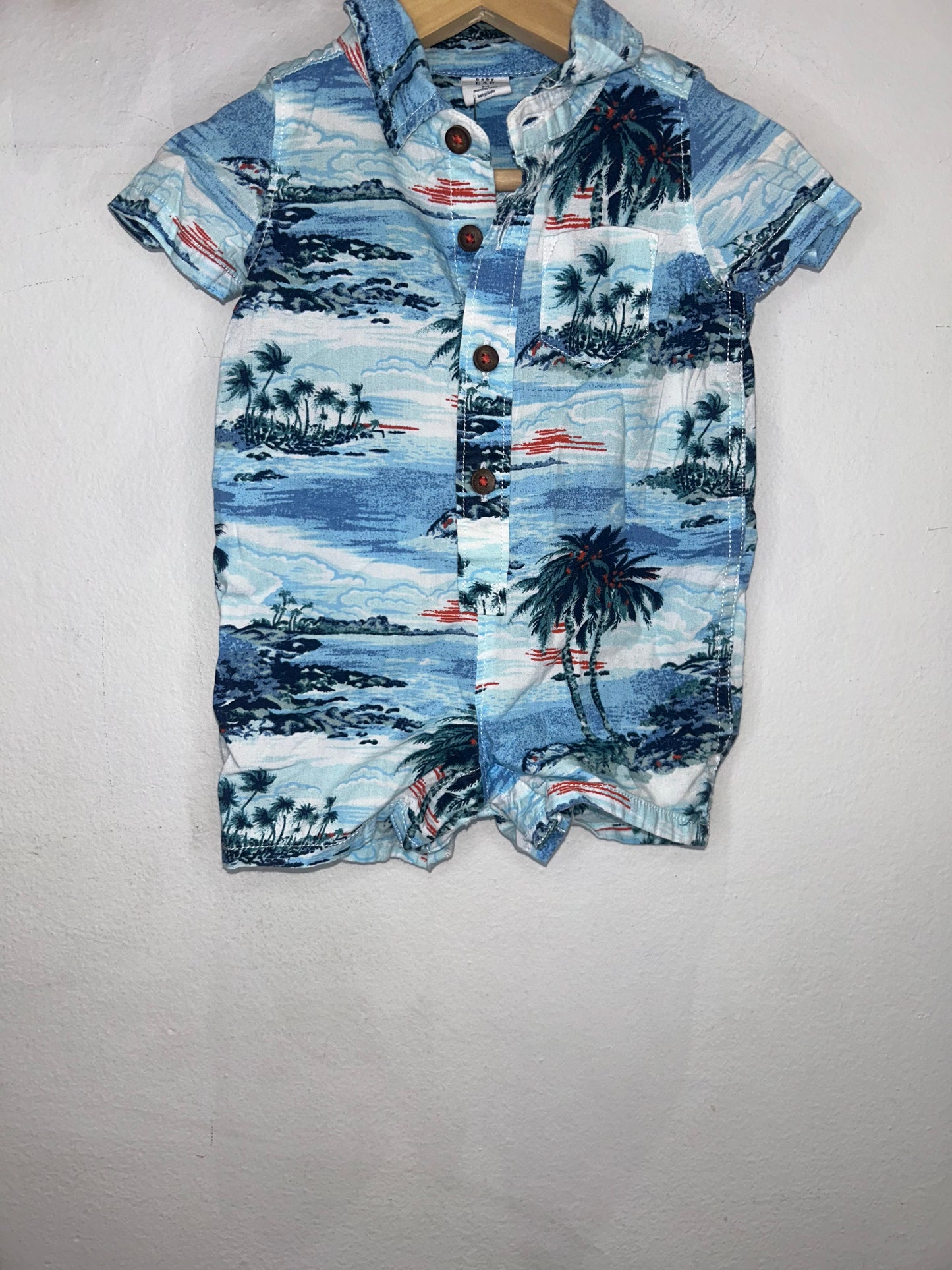 Island shirt shorty romper 0-3m