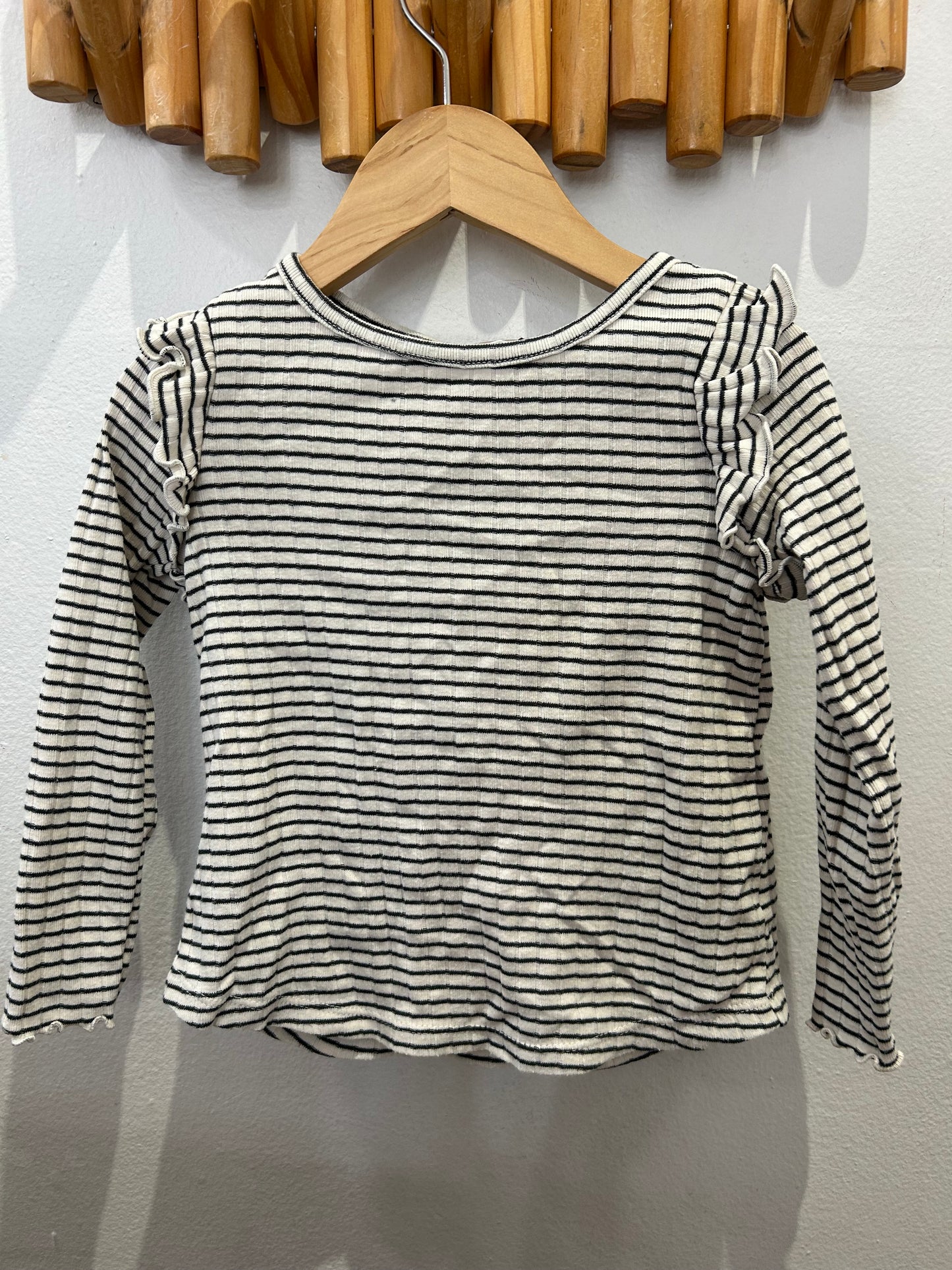 Side frills stripe longsleeve 3y
