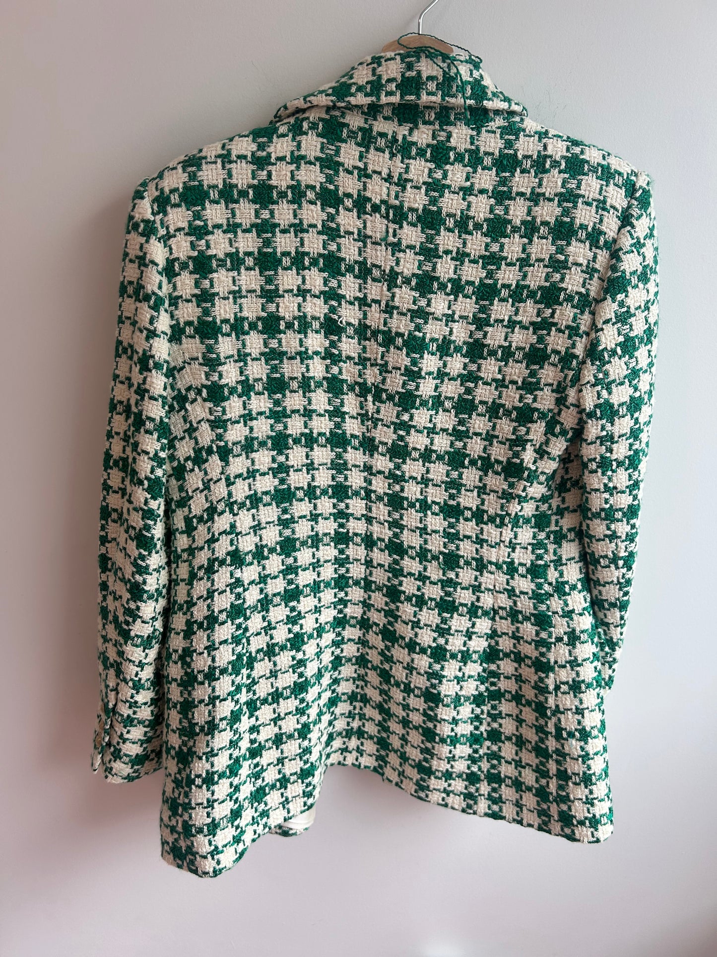 Green pattern knit oversized blazer M