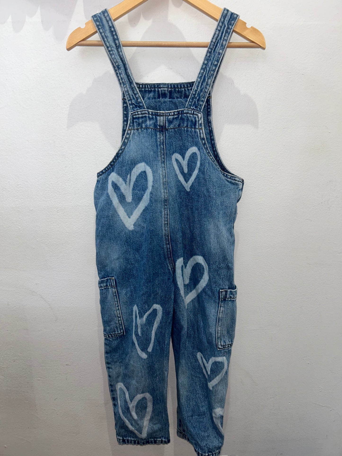 Heart grafitti denim overalls 6y