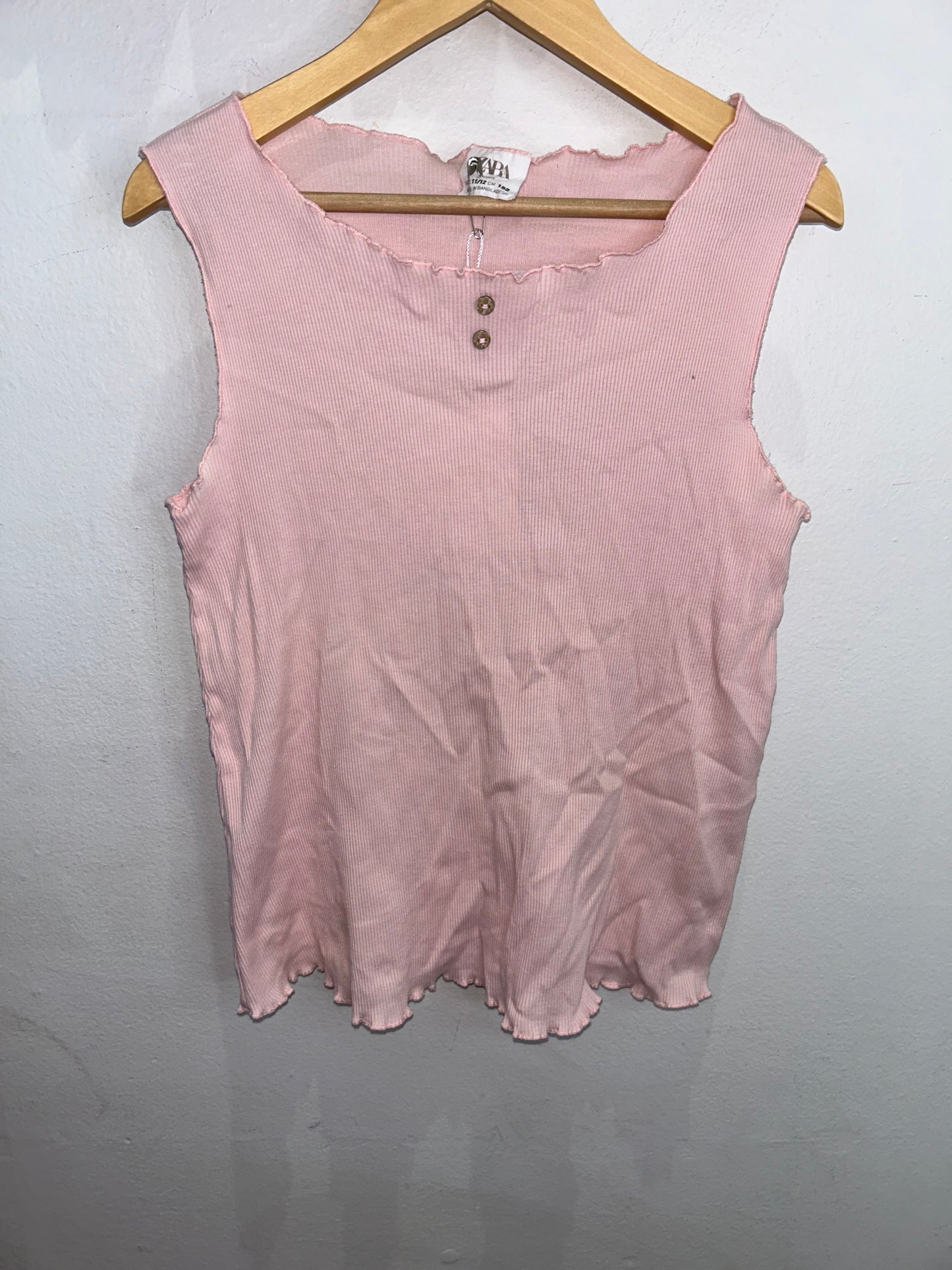 Pink lettuce hem tanktop 11-12y
