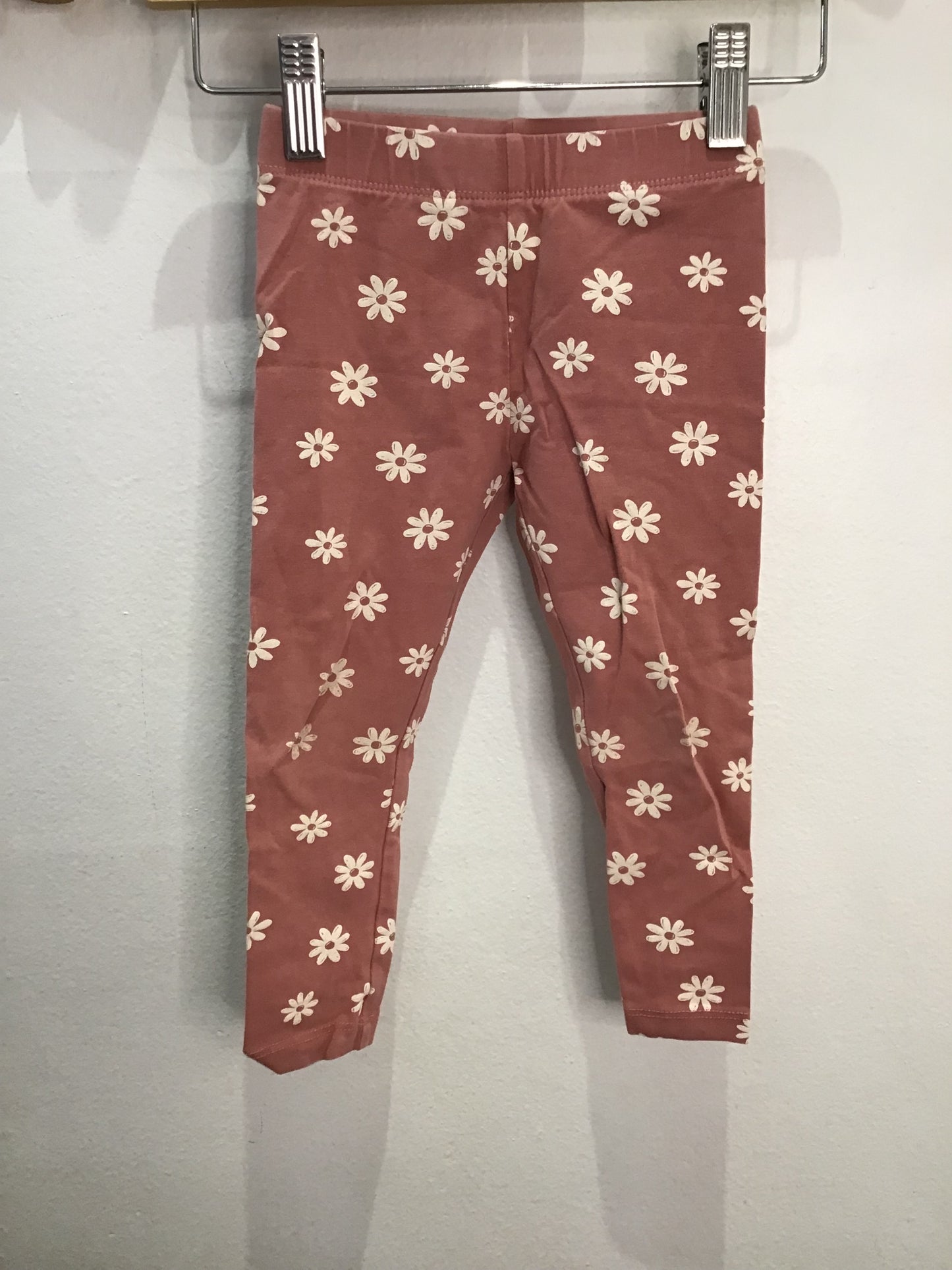 Pink flowery leggings 2y