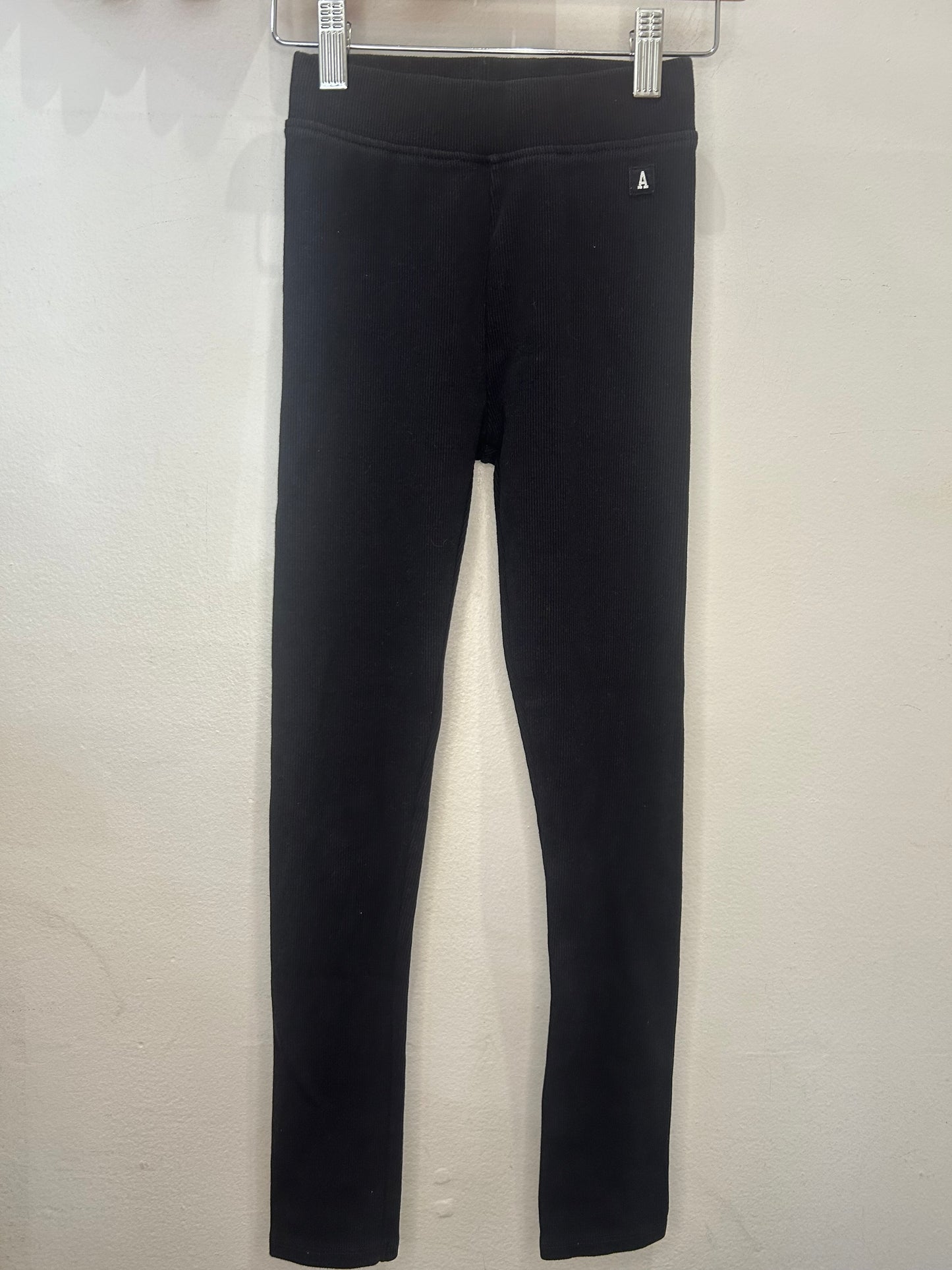 Black thick ribbed leggings 9y