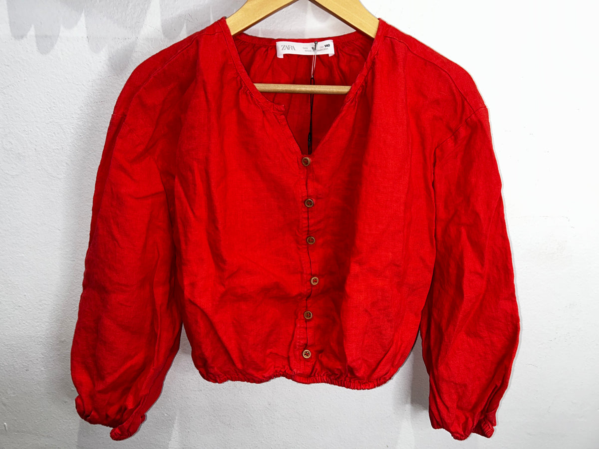 Red linen blouse 10y