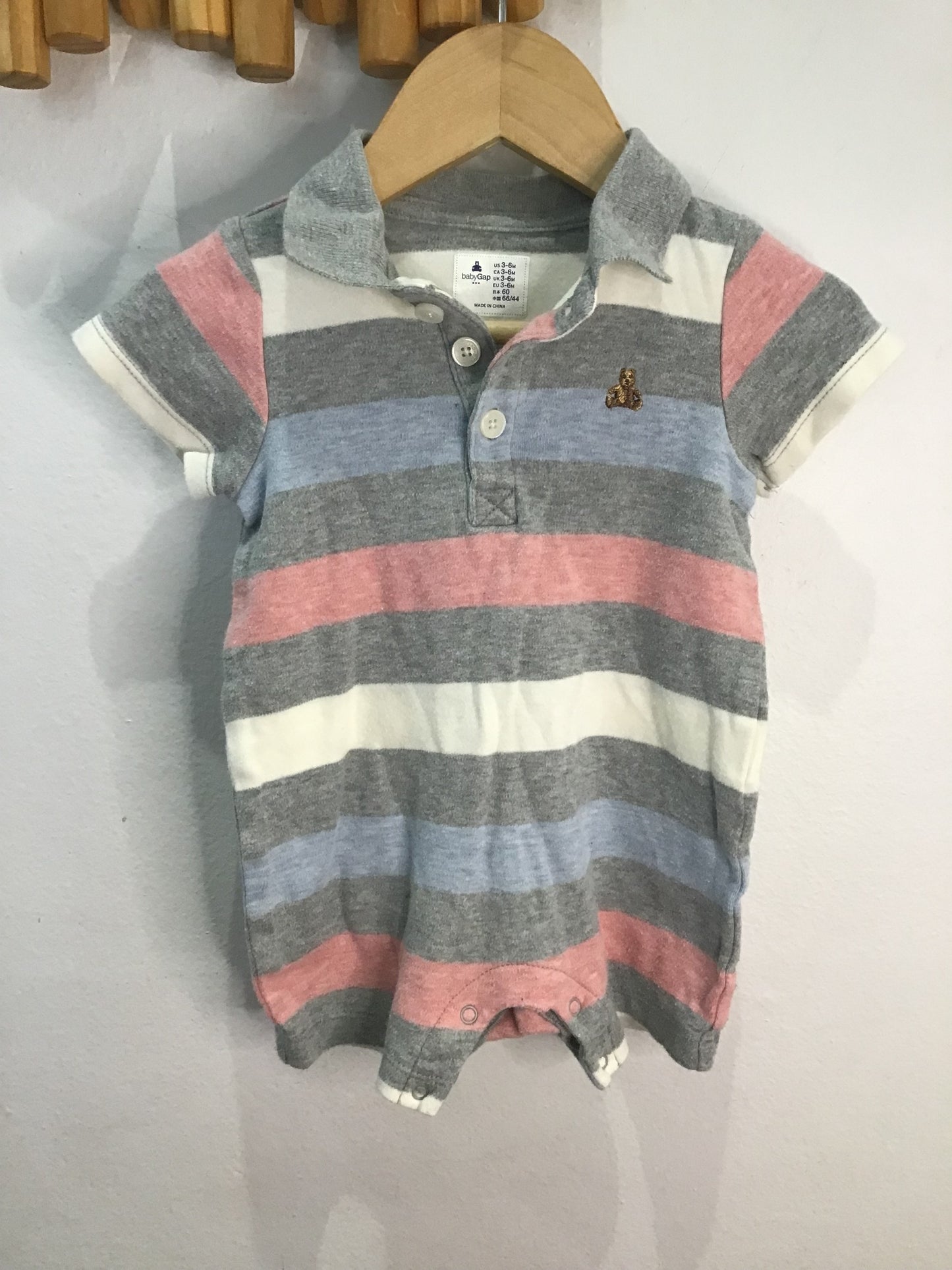 Romper shorty knit polo 3-6m