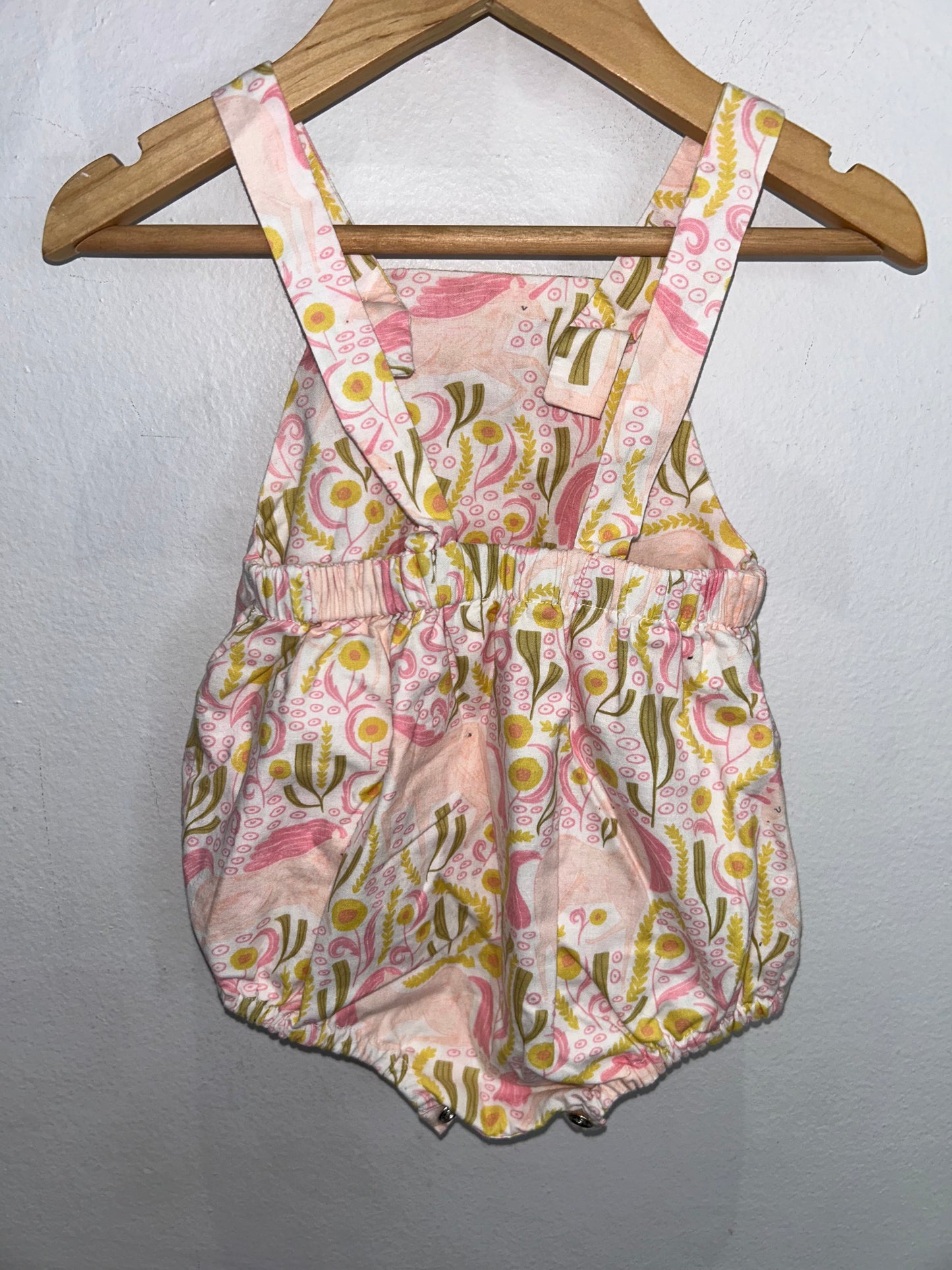 Pink pattern shorty romper 6-12m