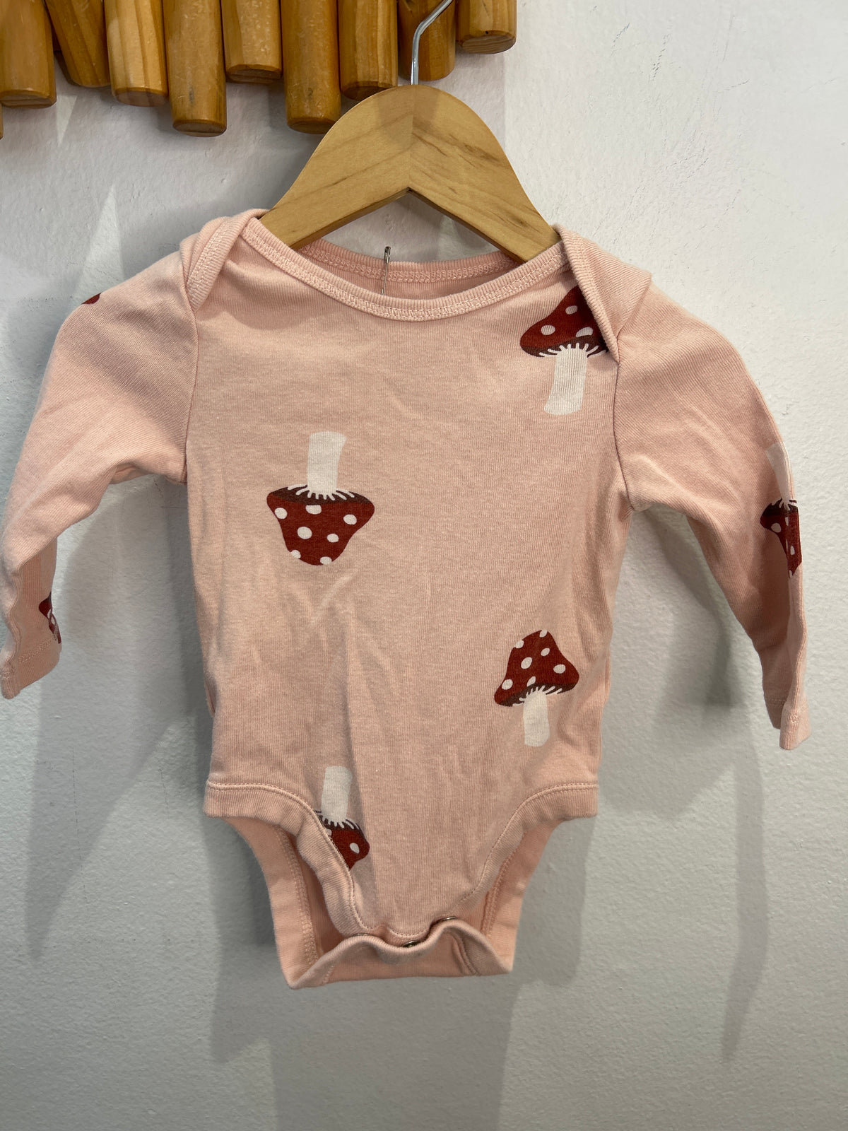 Mushrooms pink onesie 3-6m