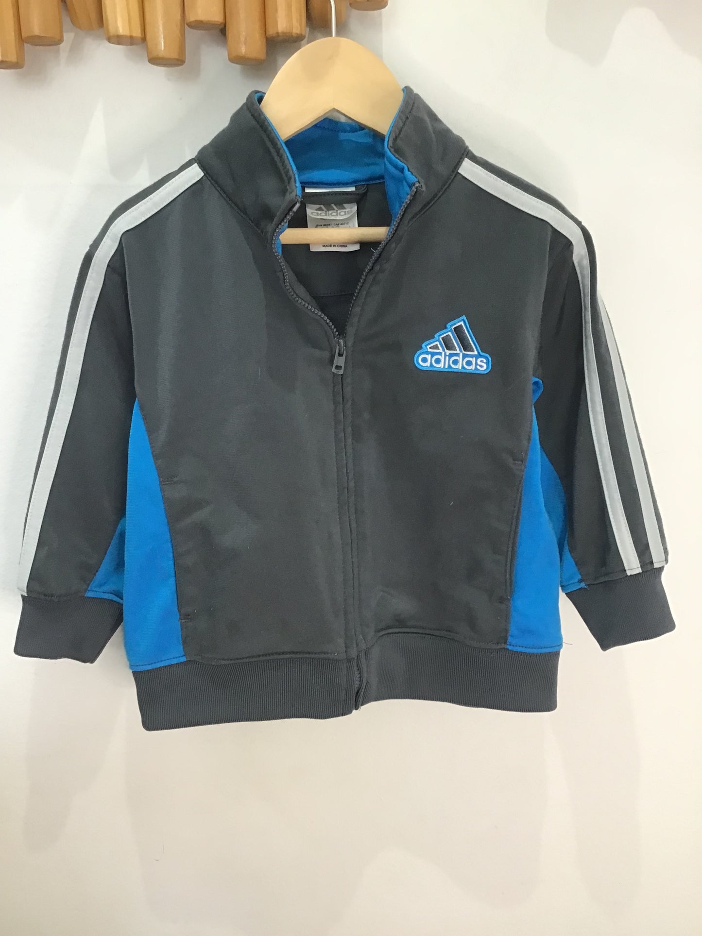 Adidas activewear grey blue zipup 3y