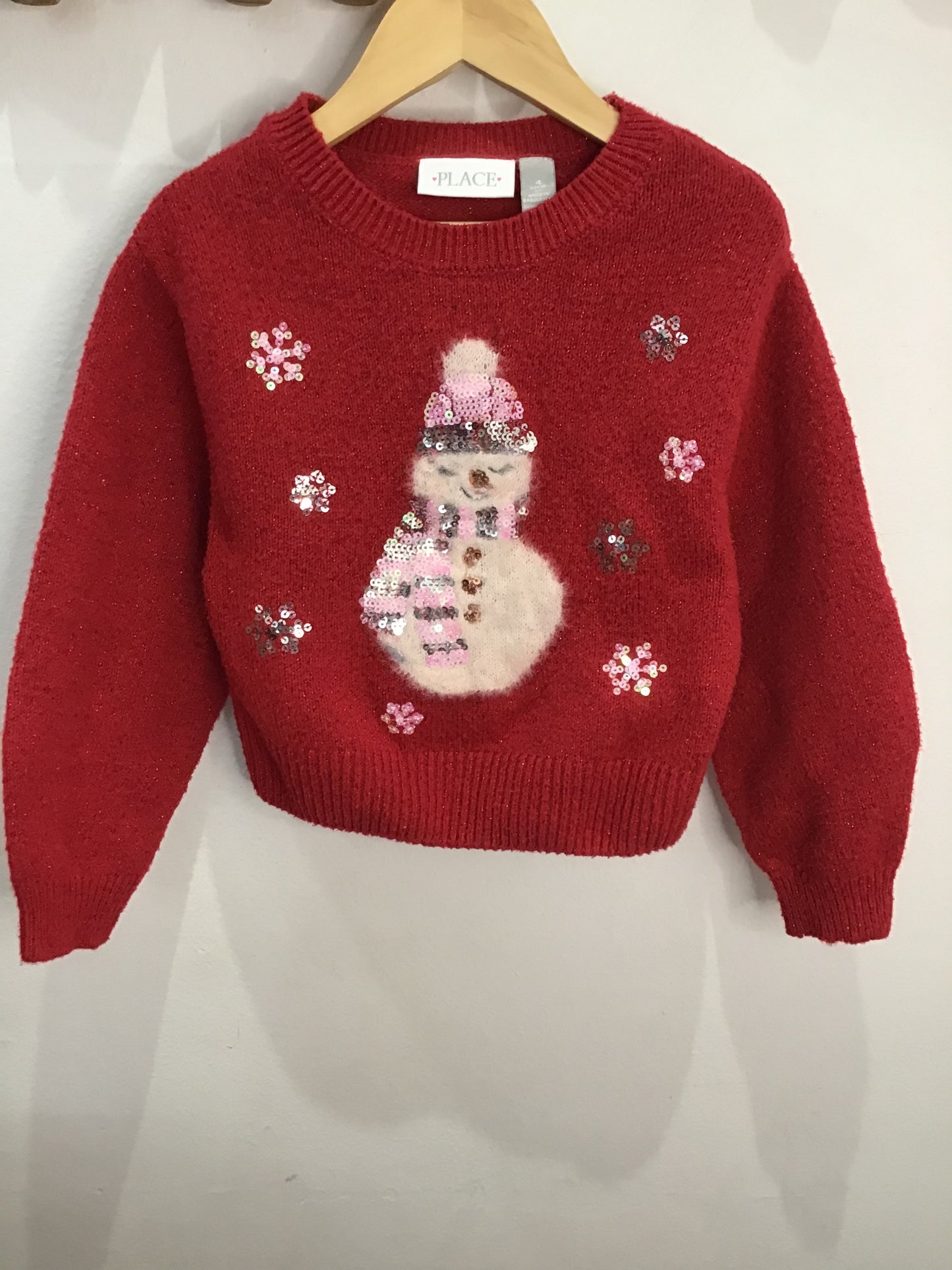 Sparkly snowman sweater 4y