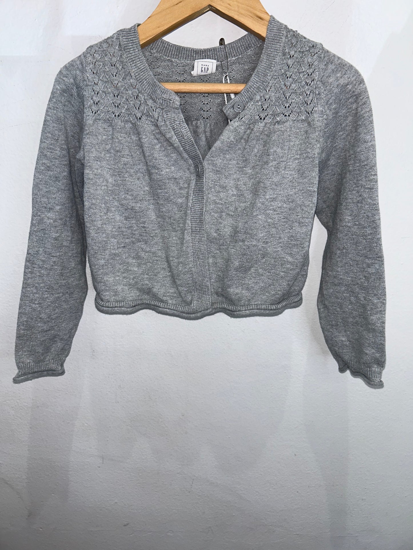 Grey crochet cardigan 4y