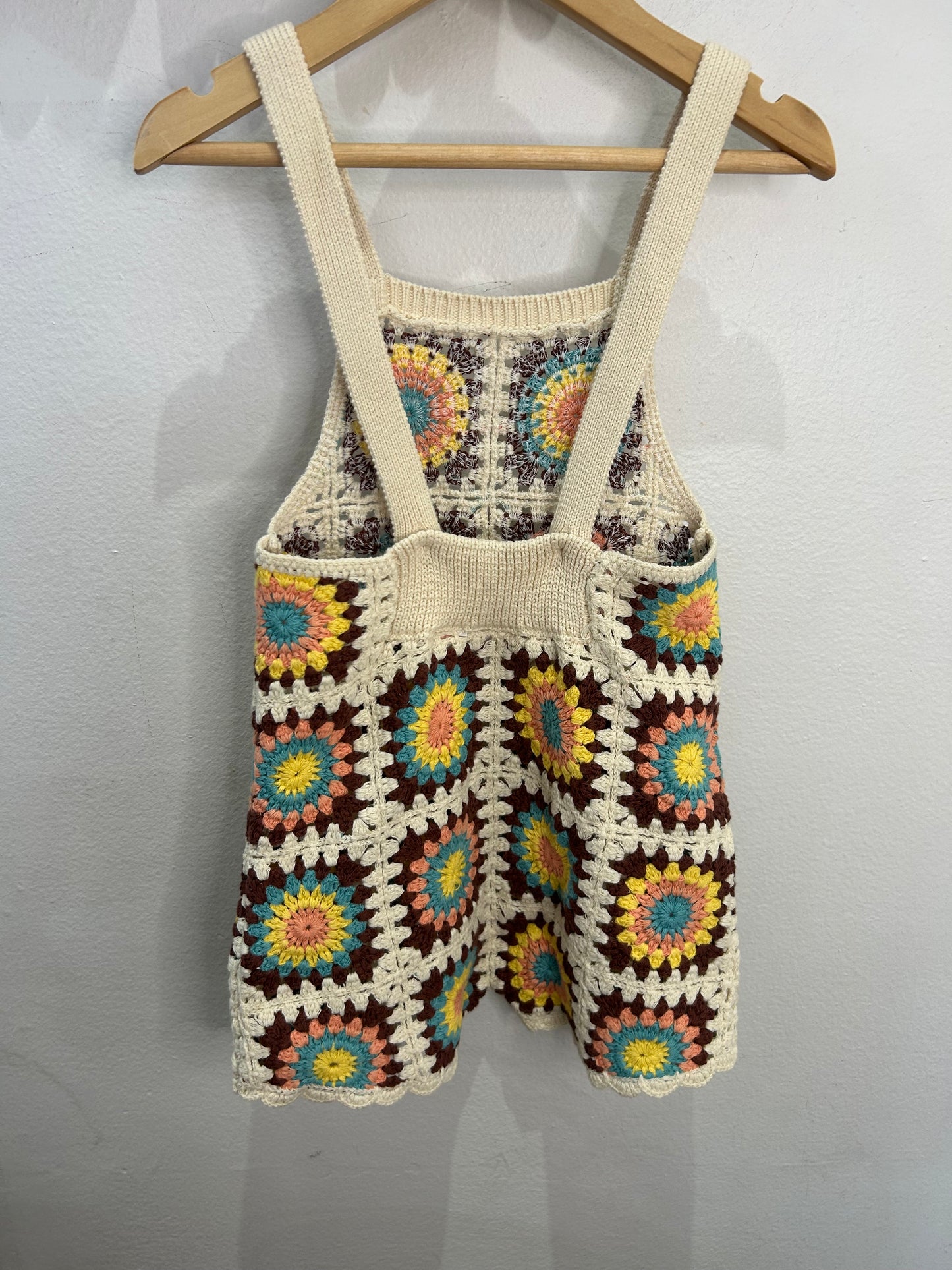 Crochet shorty romper 2y