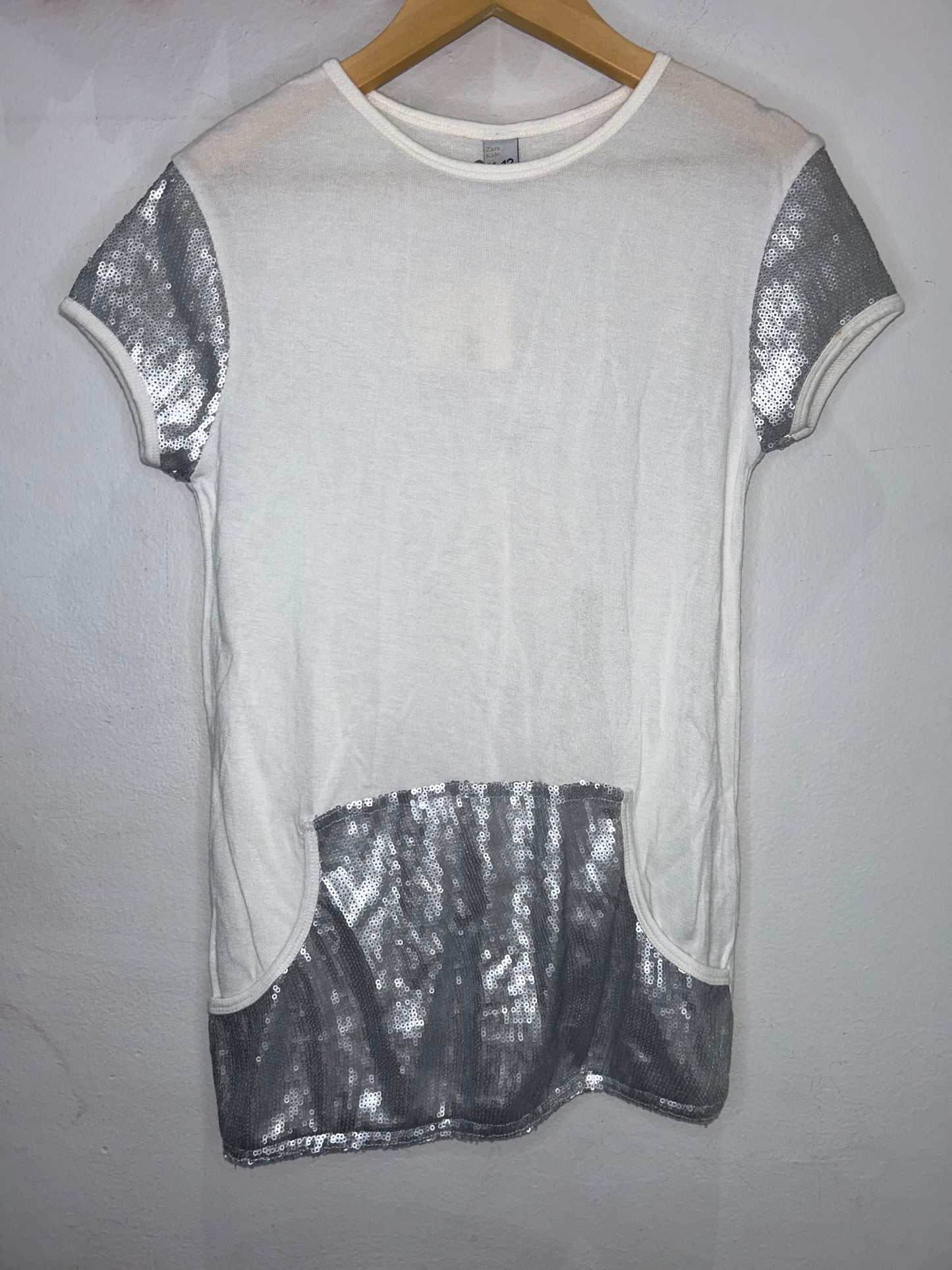 Silver sequin tee 11-12y NEW