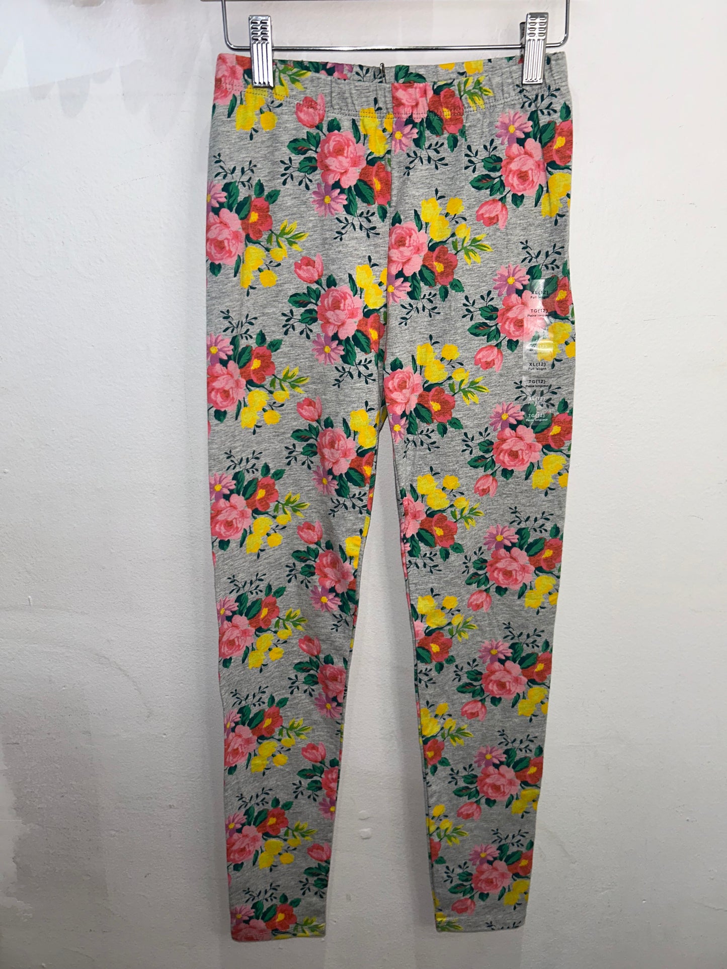 Grey flower print leggings 12y