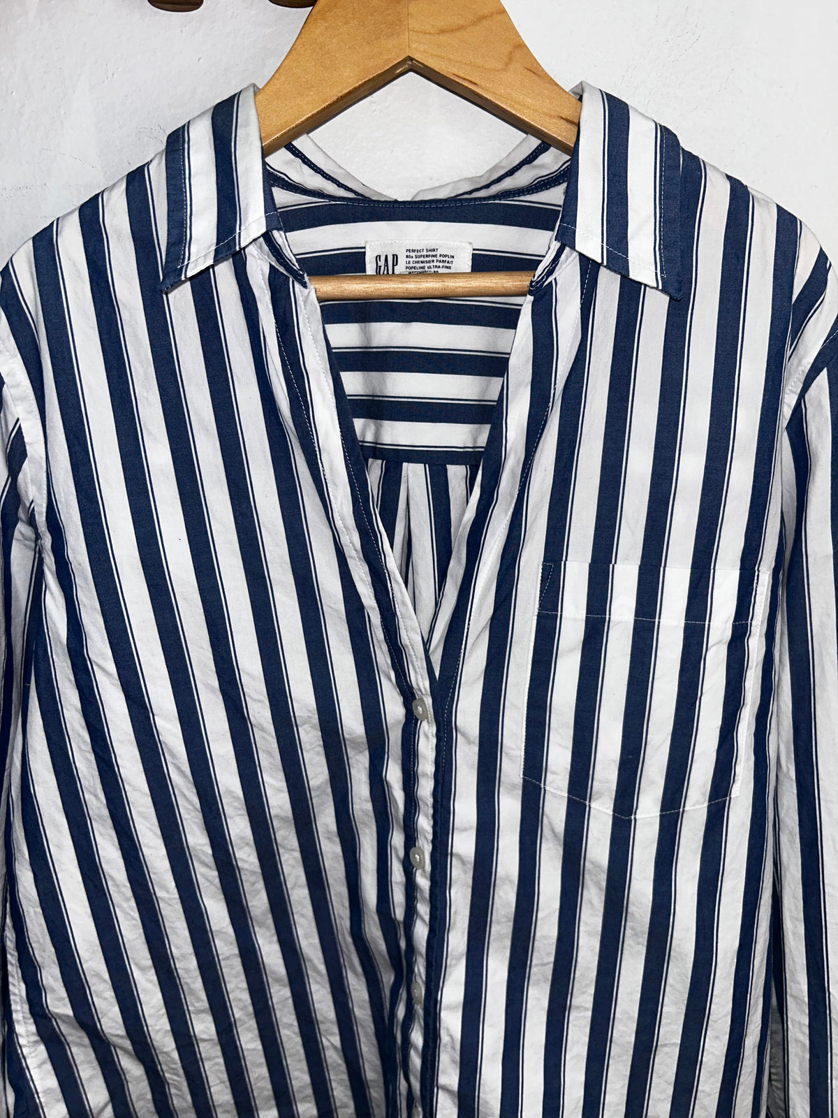 Blue stripes 90s poplin shirt- adult S