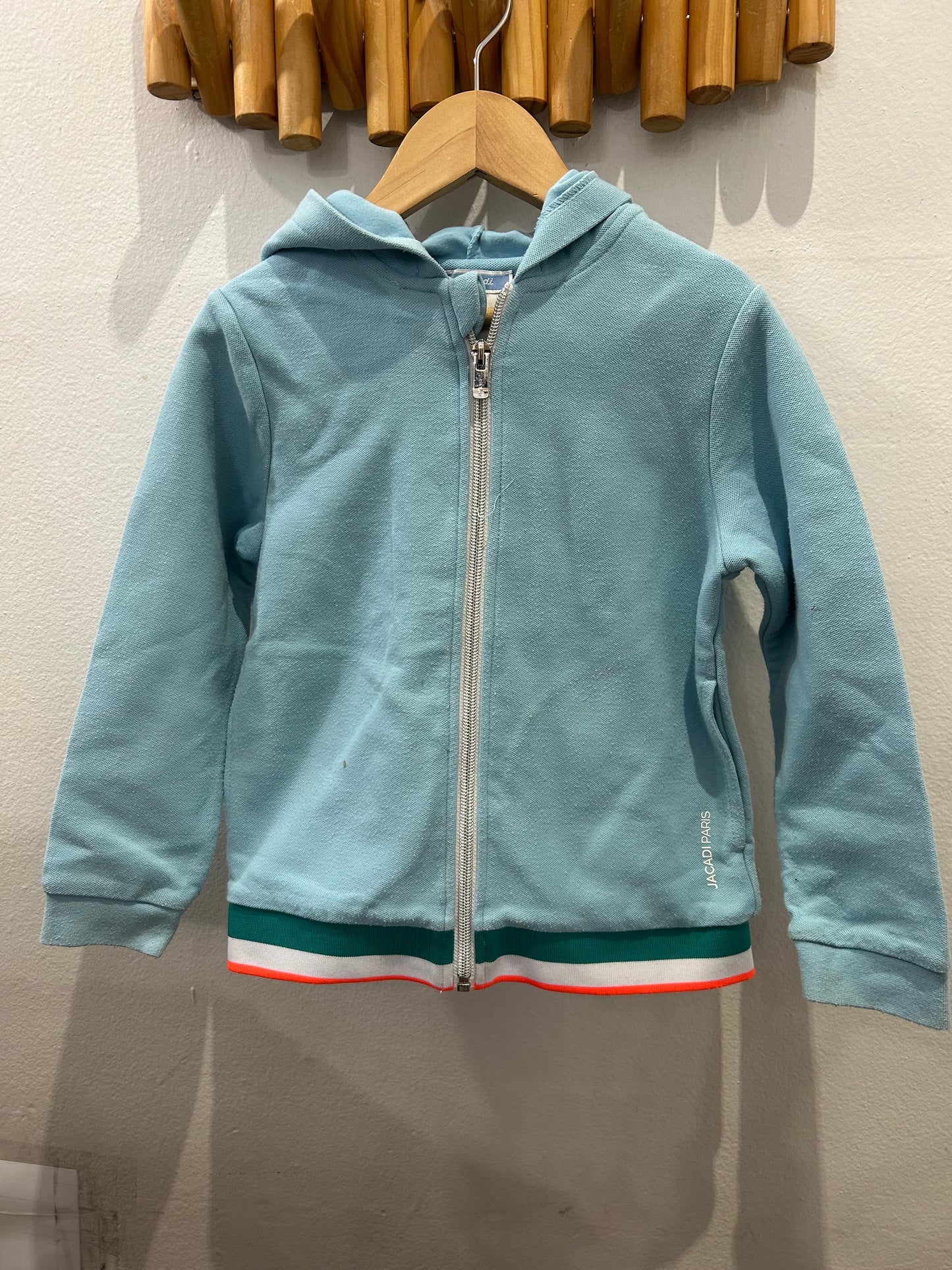 Sweater light blue Jacadi zip-up 6y B*
