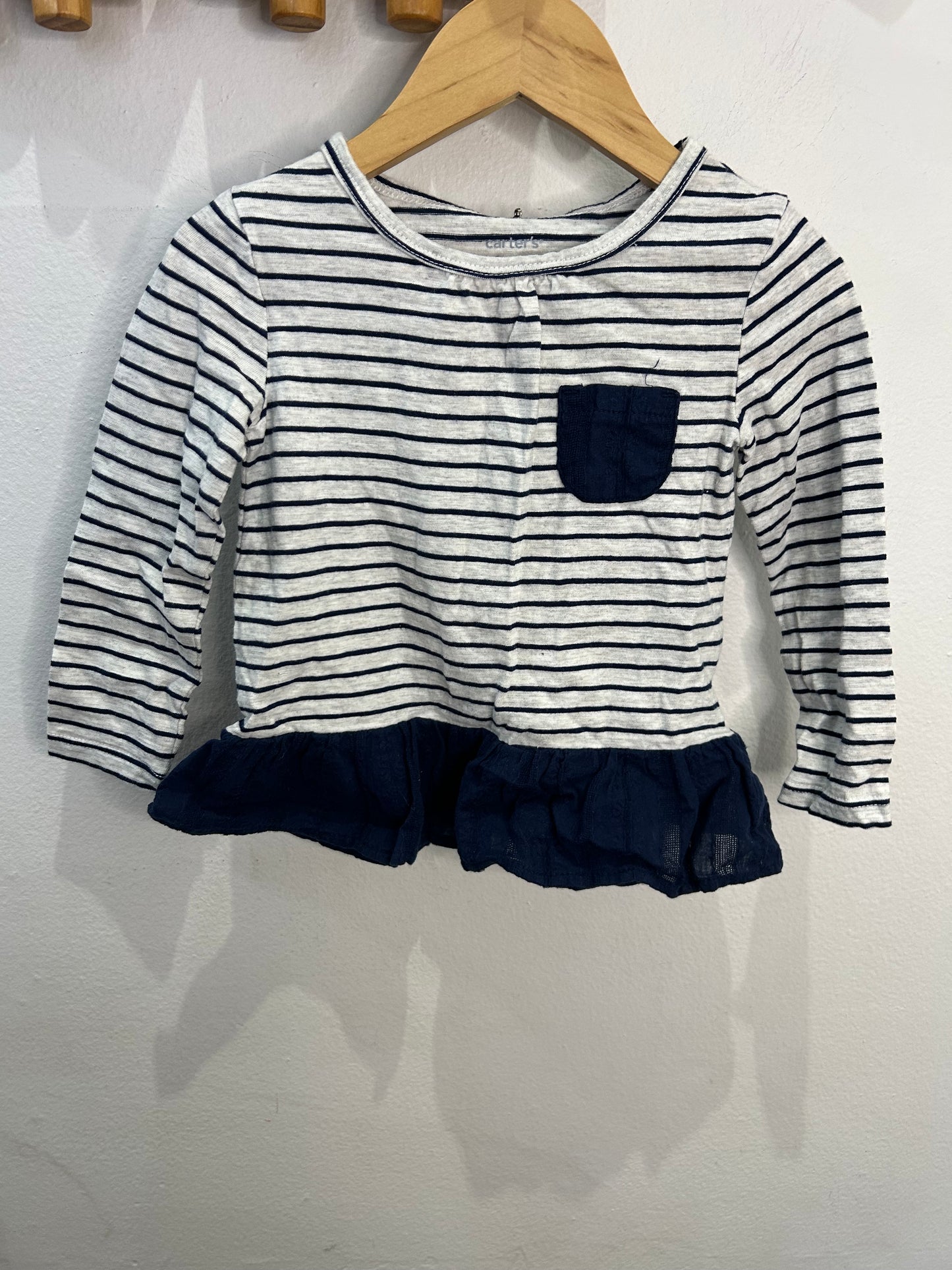 Striped a-line blue tee 2y