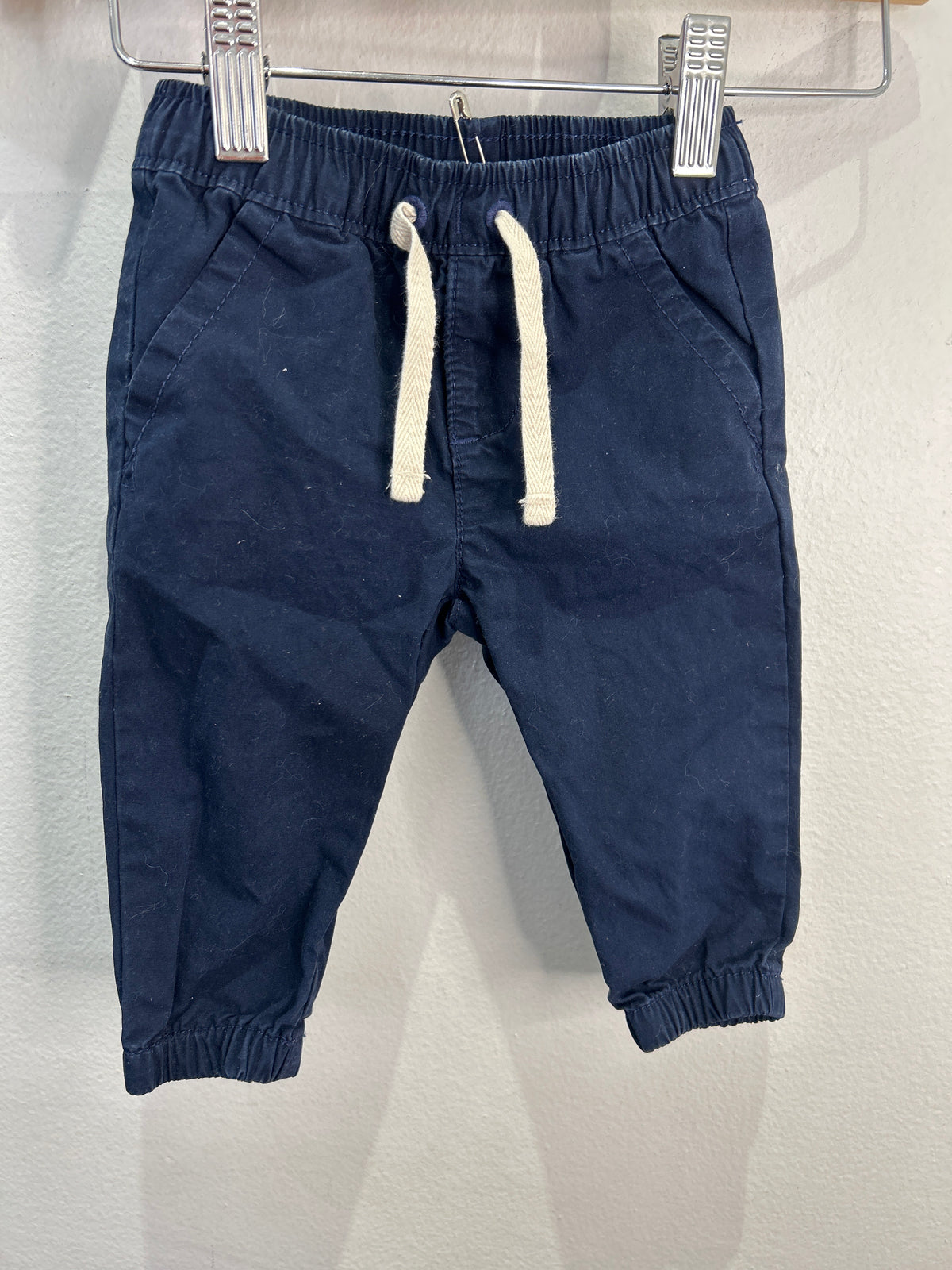 Navy pull-on pants 6-12m
