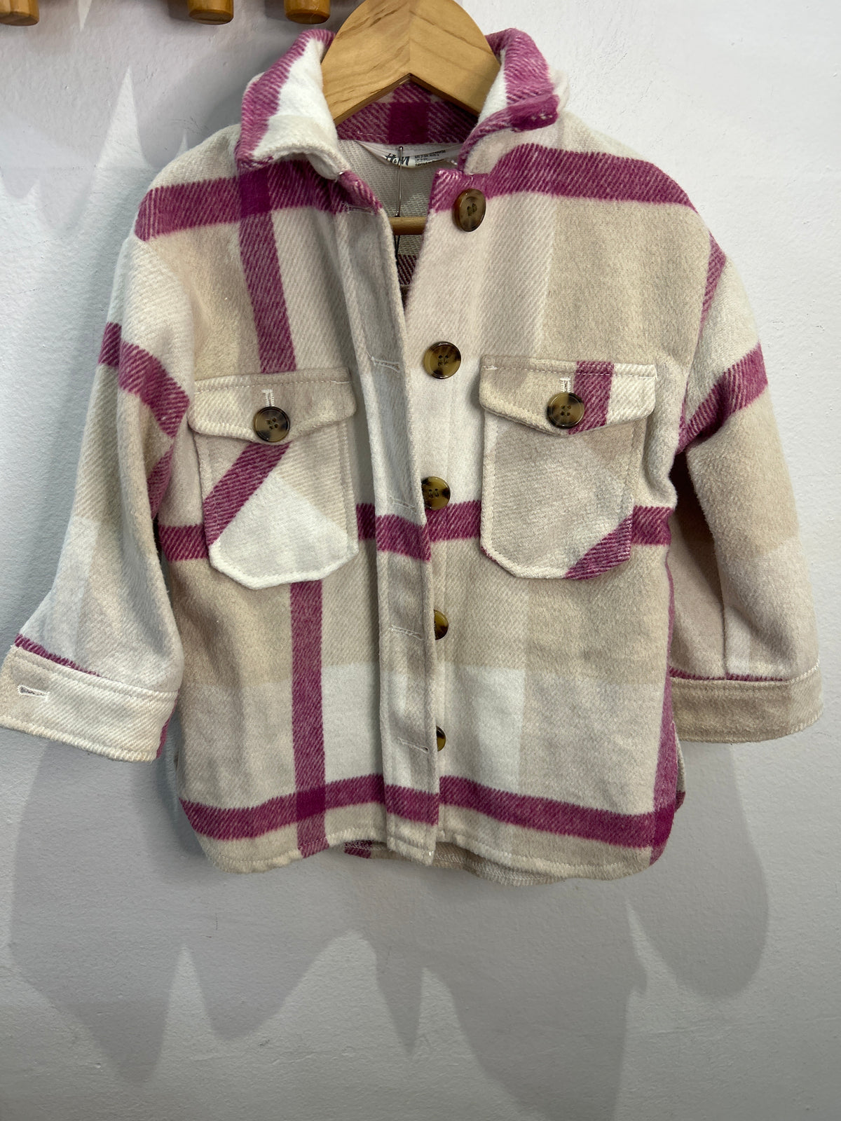 Pink checkered coat 2-3y